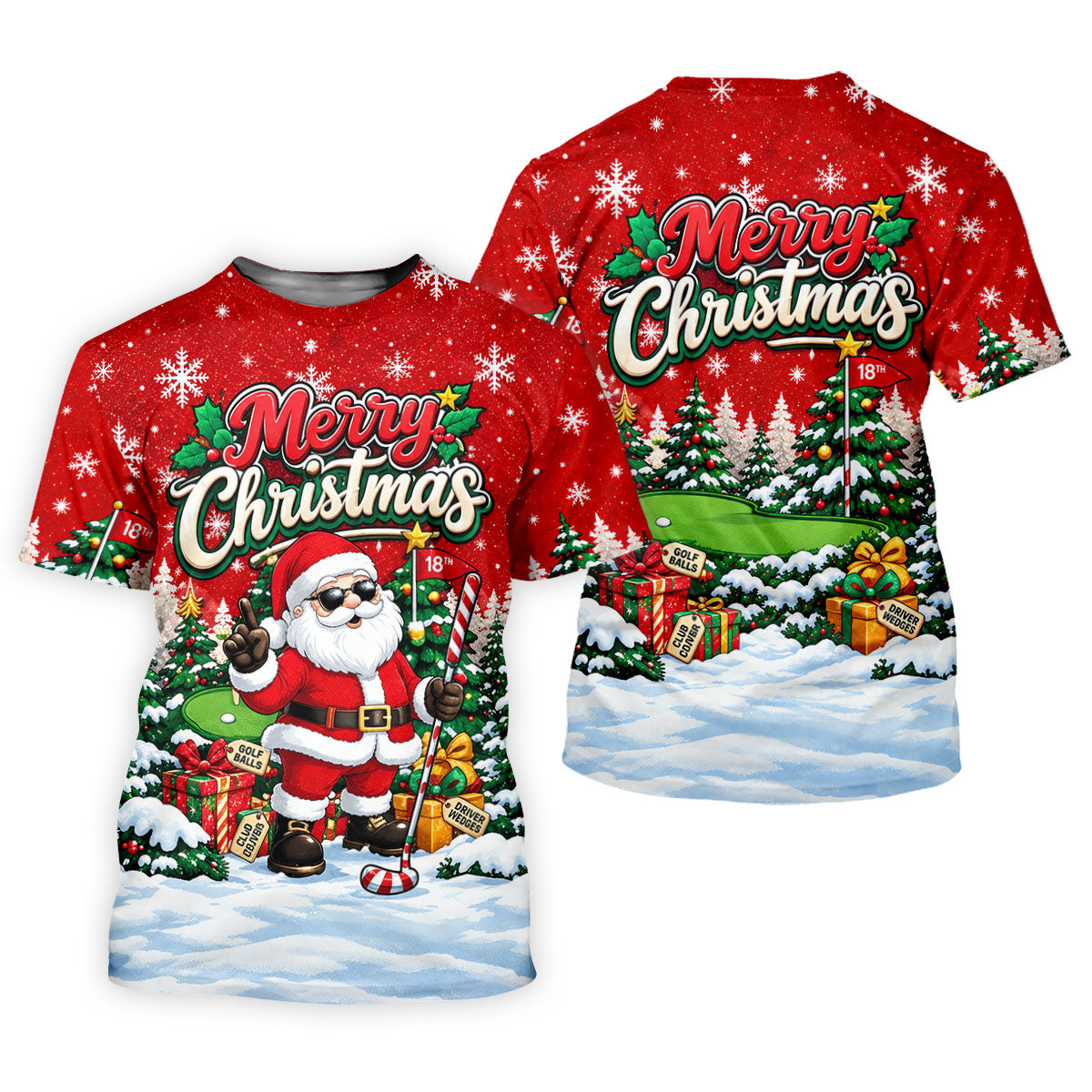 Retro Merry Christmas Script Christmas Golf Shirt, Mens Golf Polo, Mens Golf Shirts