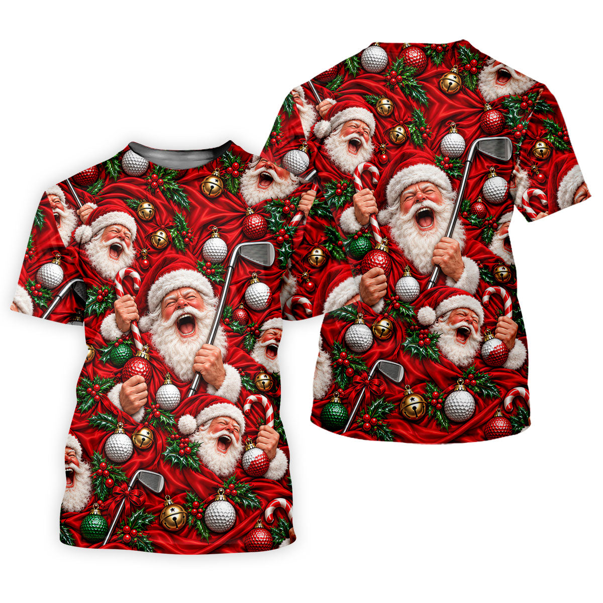 Santa Golf Ornaments Christmas Golf Shirt, Womens Golf Tops, Golf Gifts For Women