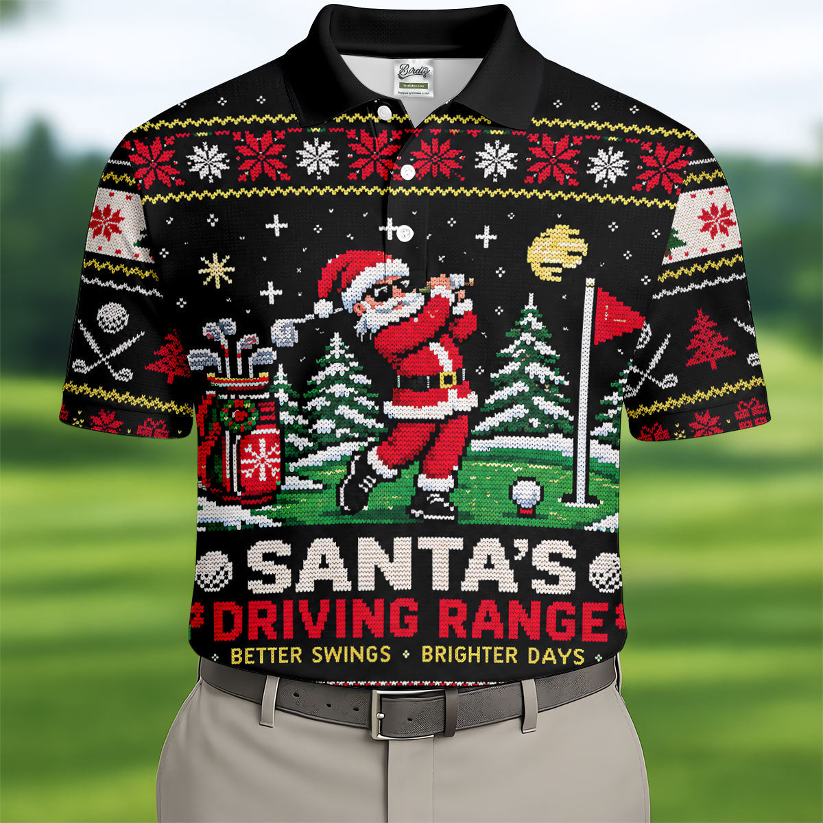 Santa Driving Range Christmas Golf Shirt, Golf Shirts For Men, Mens Golf Apparel