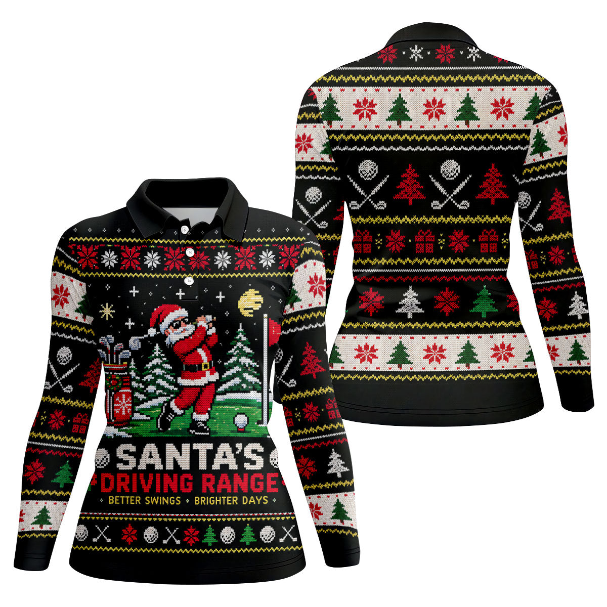 Santa Driving Range Christmas Golf Shirt, Ladies Golf Shirts, Womens Golf Apparel