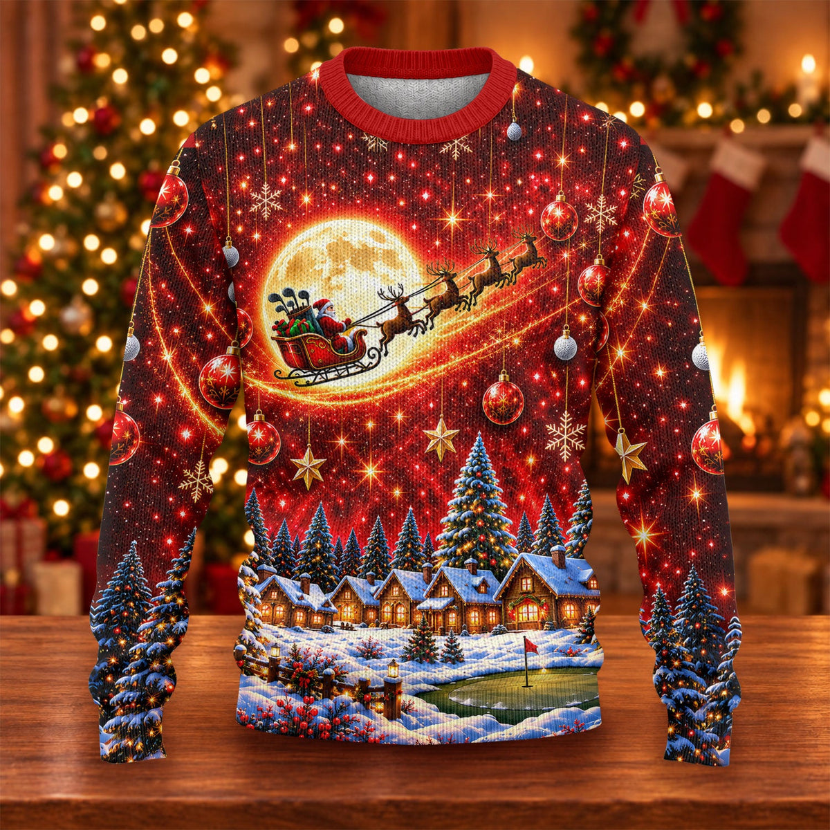 Ugly Christmas Sweater Santa Sleigh Comet, Ugly Sweater Party, Funny Holiday Sweater