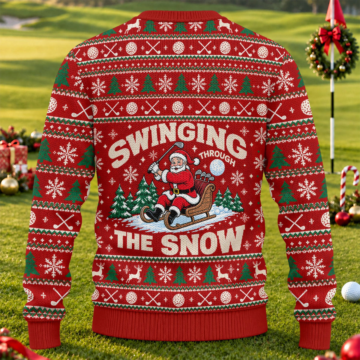 Ugly Christmas Sweater Swinging In The Snow, Ugly Sweater Party, Golf Lover Gifts