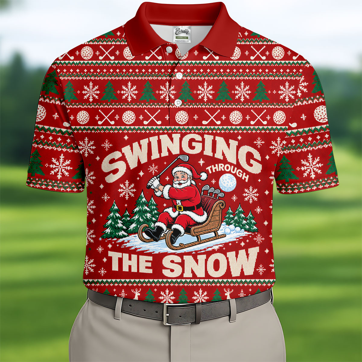 Swinging In The Snow Christmas Golf Shirt, Mens Golf Polo, Funny Mens Golf Shirts