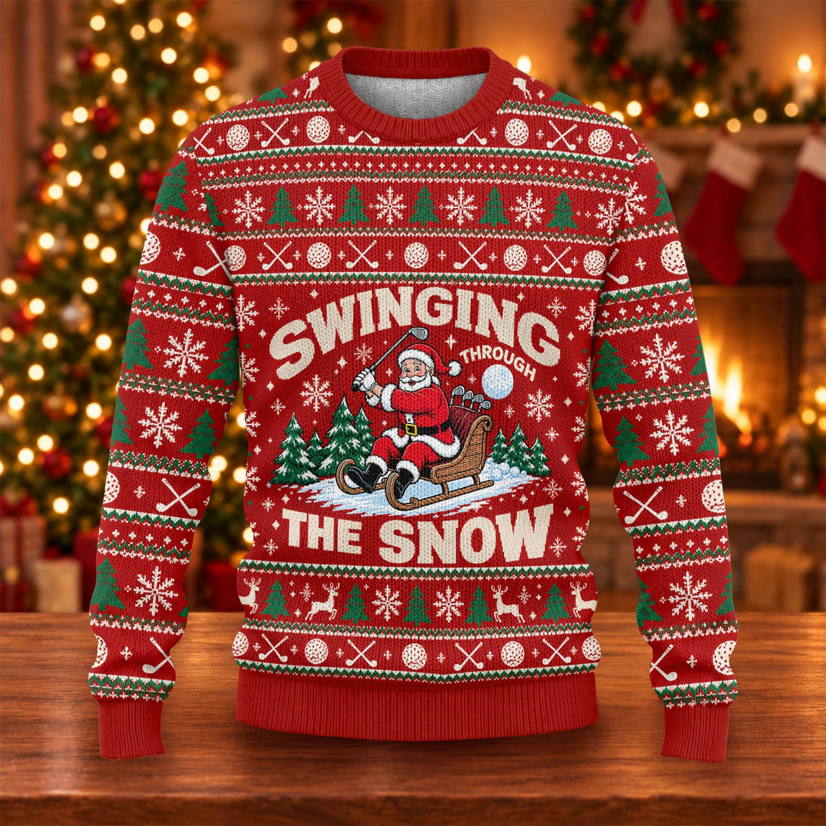 Ugly Christmas Sweater Swinging In The Snow, Ugly Sweater Party, Golf Lover Gifts