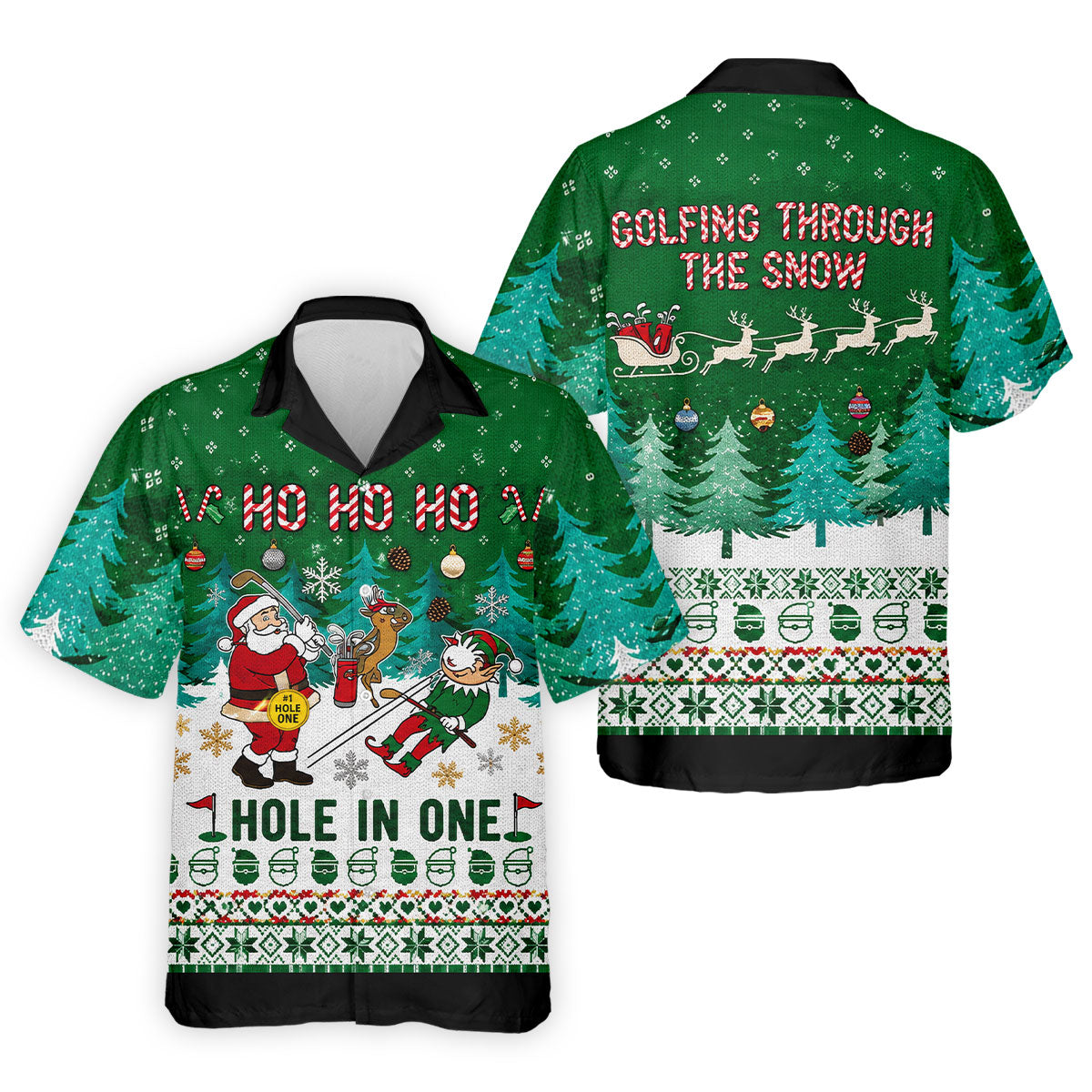 Santa Hole In One Christmas Golf Shirt, Mens Golf Shirts, Funny Mens Golf Shirts