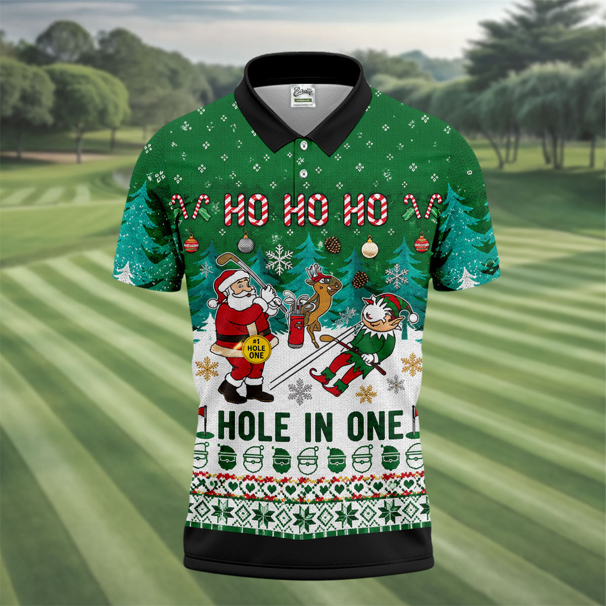 Santa Hole In One Christmas Golf Shirt, Mens Golf Shirts, Funny Mens Golf Shirts