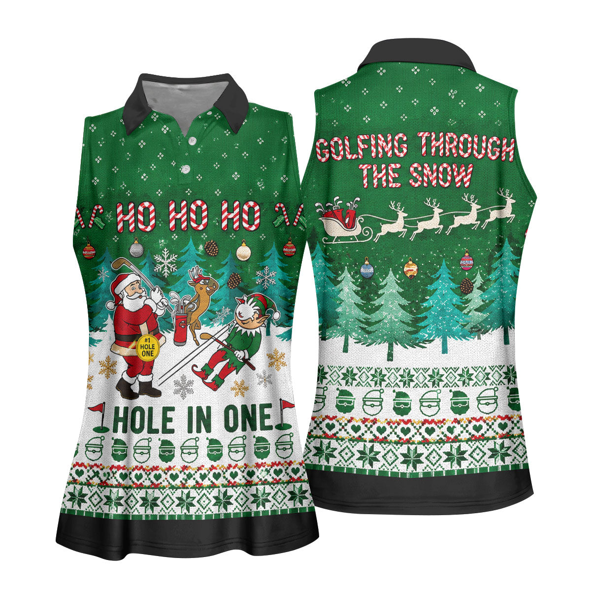 Santa Hole In One Christmas Golf Shirt, Ladies Golf Shirts, Golf Gifts For Women