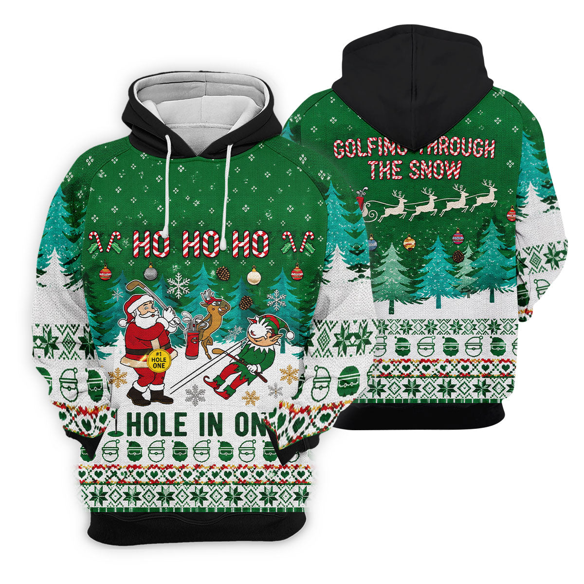 Santa Hole In One Christmas Golf Shirt, Mens Golf Shirts, Funny Mens Golf Shirts