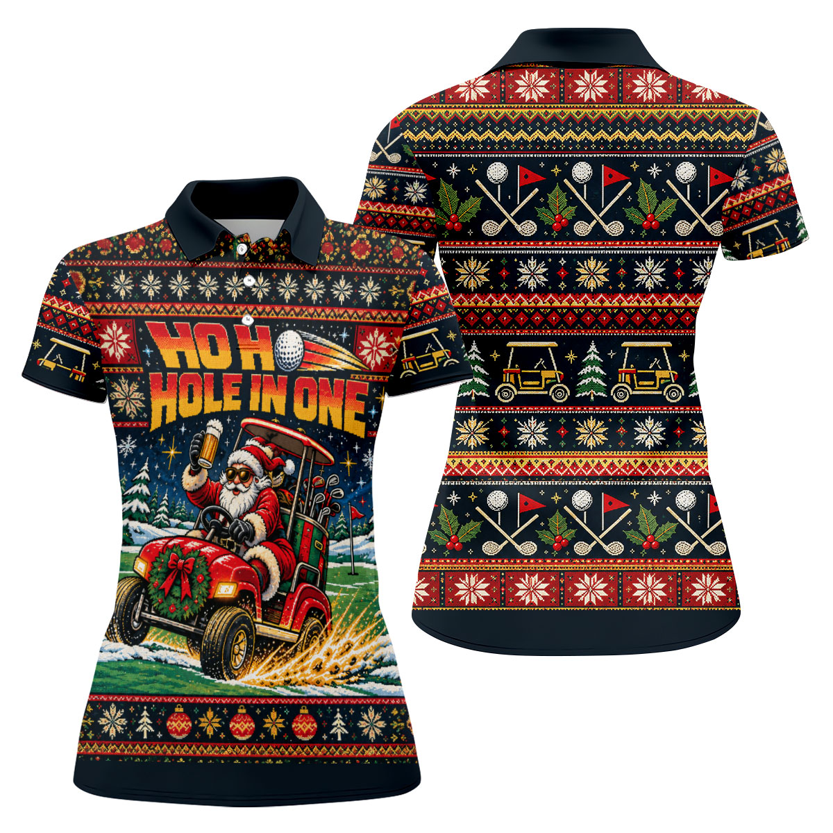 Ho Ho Hole In One Santa Christmas Golf Shirt, Womens Golf Tops, Golf Gifts For Women