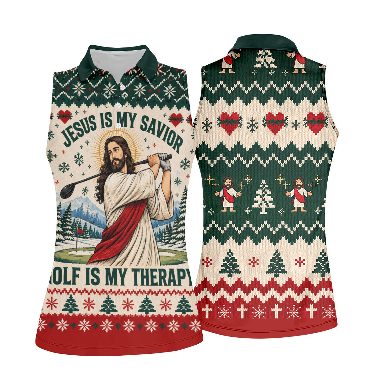 Jesus Savior Golf Therapy Christmas Golf Shirt, Womens Golf Apparel, Ladies Golf Tops