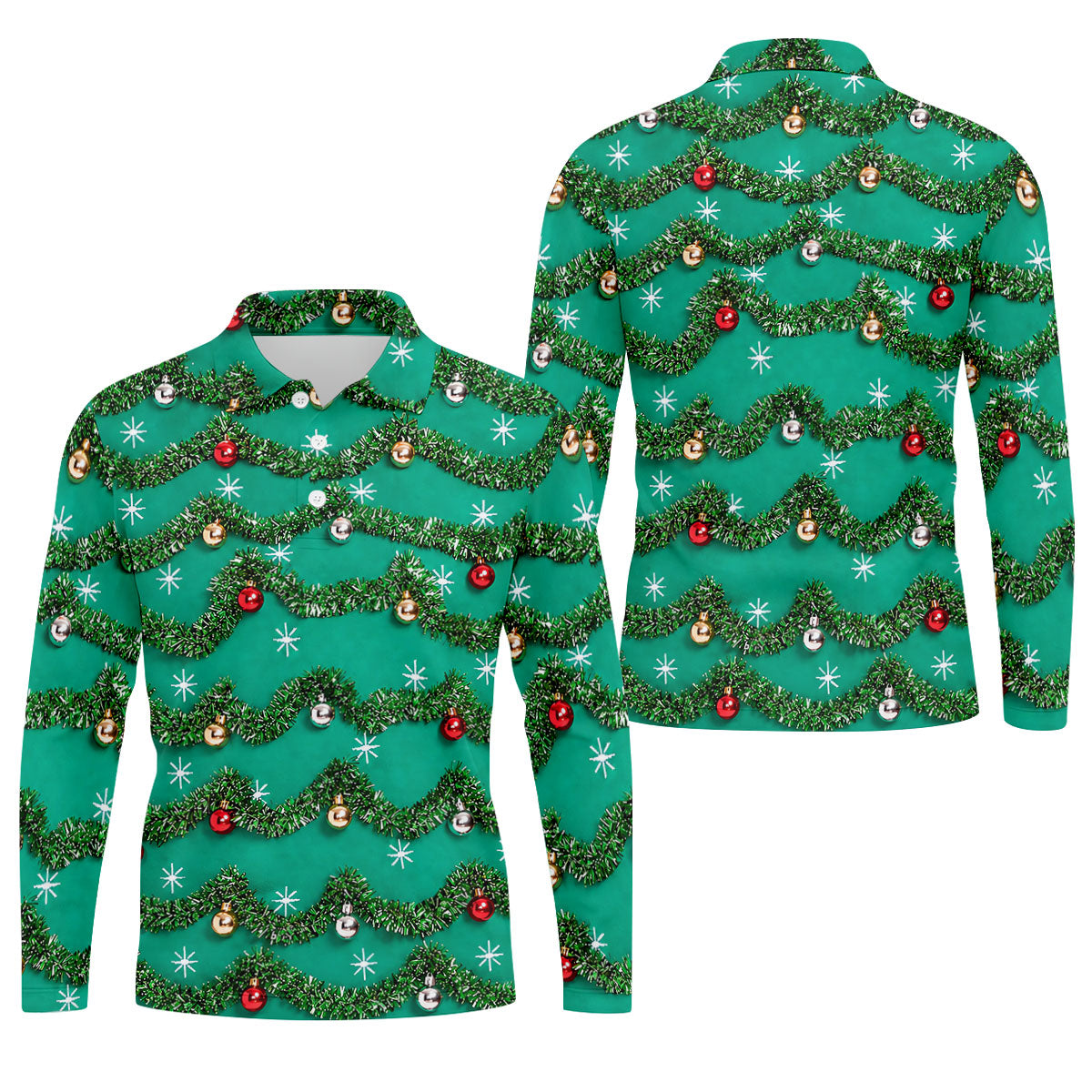 Tinsel Garland Ornaments Christmas Golf Shirt, Golf Gifts For Men, Mens Golf Clothing