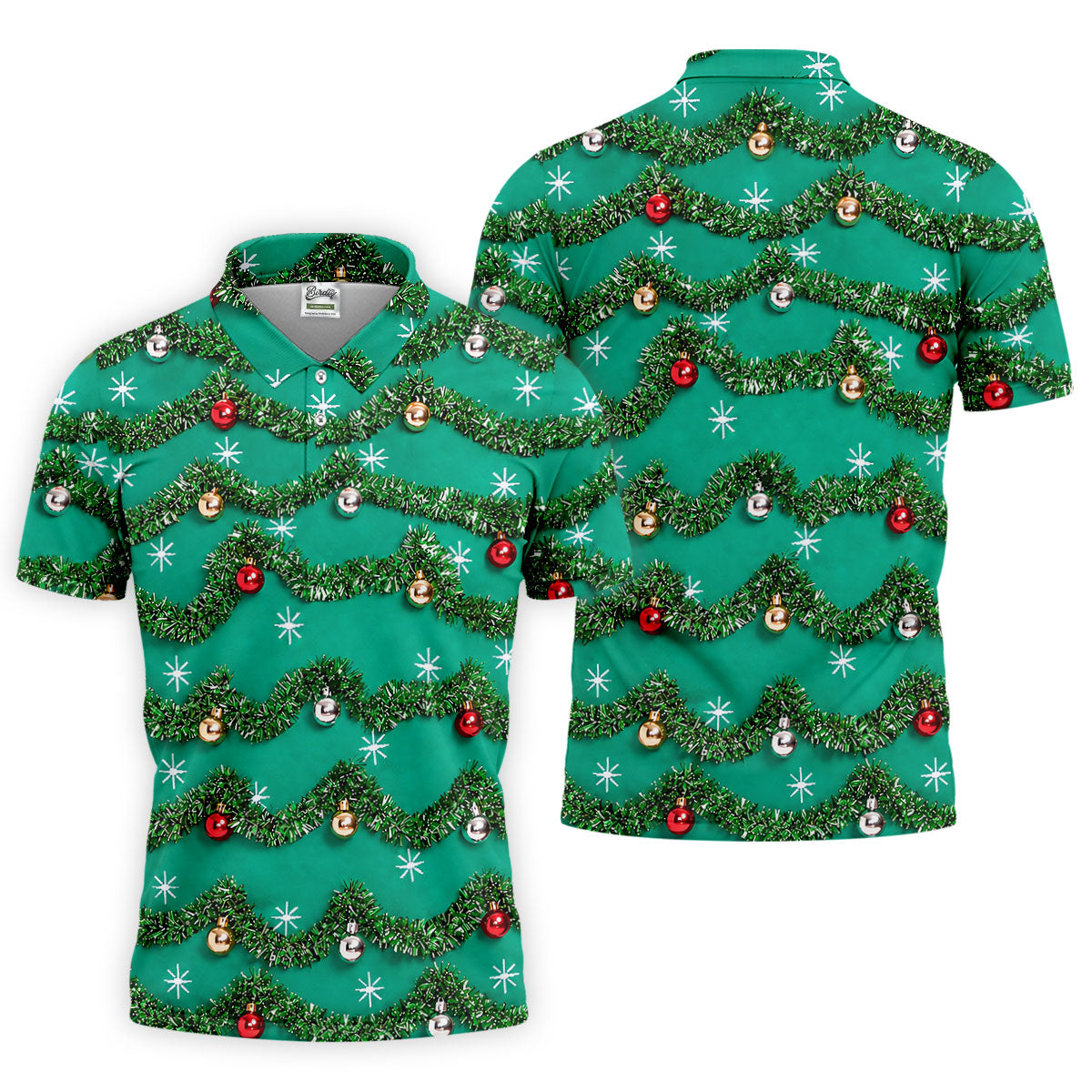 Tinsel Garland Ornaments Christmas Golf Shirt, Golf Gifts For Men, Mens Golf Clothing