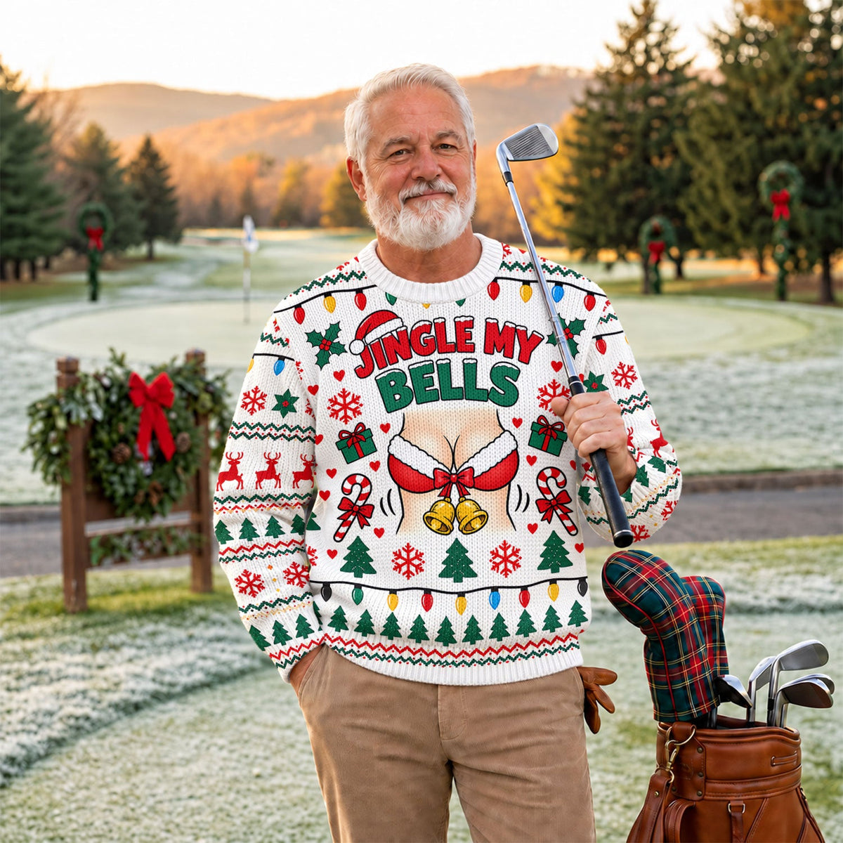 Jingle My Bells Busty Bells Ugly Christmas Sweater, Golf Lover Gifts, Funny Xmas Gift