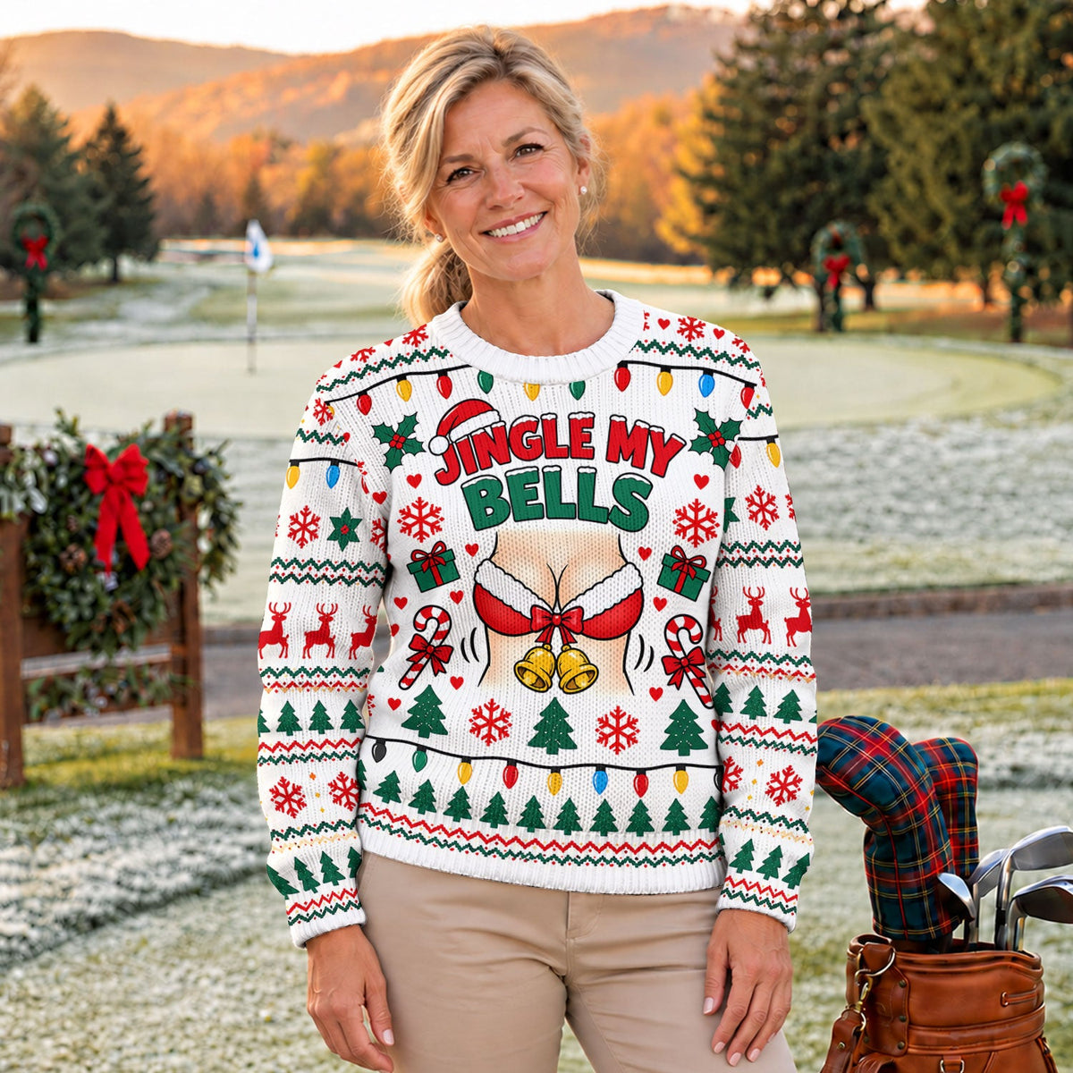 Jingle My Bells Busty Bells Ugly Christmas Sweater, Golf Lover Gifts, Funny Xmas Gift