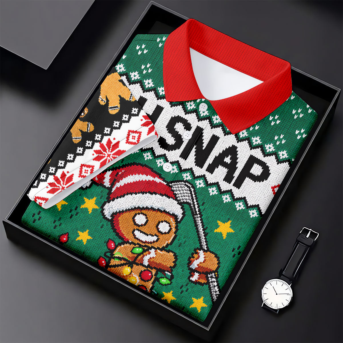 Oh Snap Gingerbread Christmas Golf Shirt, Mens Holiday Golf Shirts, Golf Polo For Men