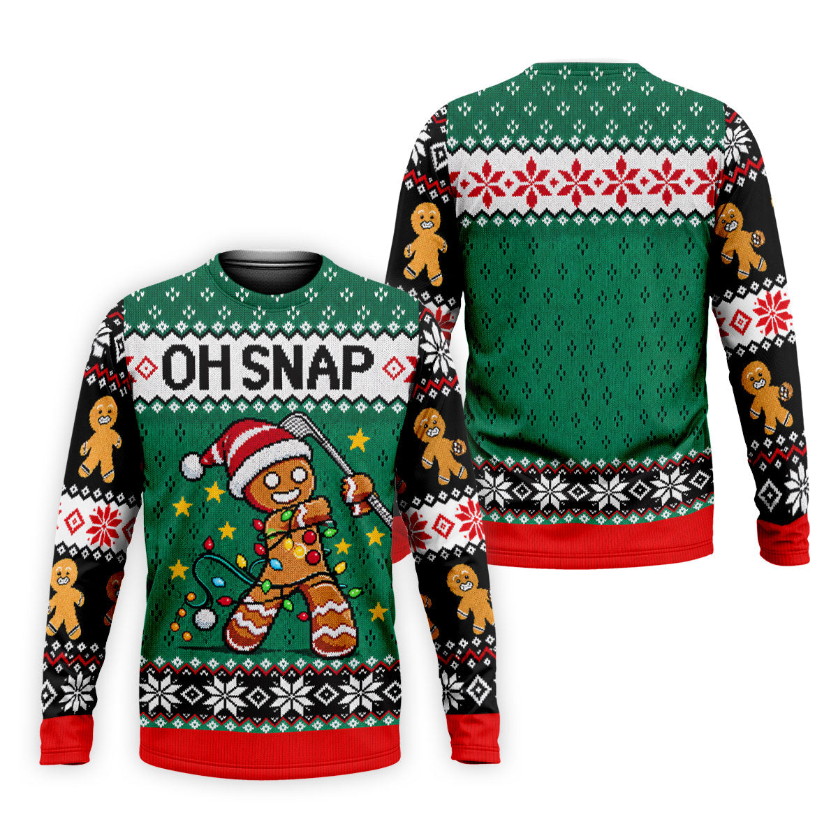Oh Snap Gingerbread Christmas Golf Shirt, Mens Holiday Golf Shirts, Golf Polo For Men