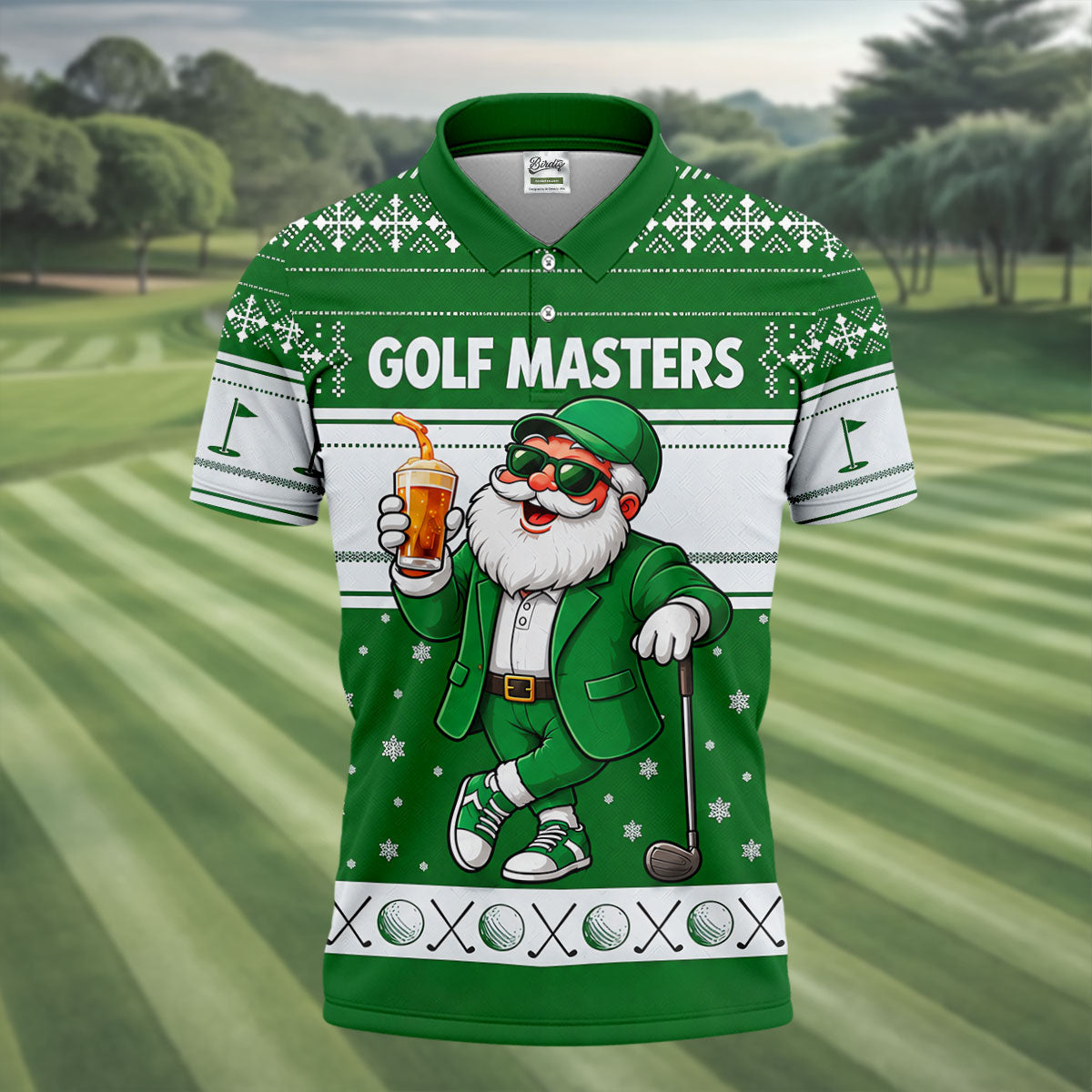 Green Jacket Santa Beer Christmas Golf Shirt, Golf Shirts For Men, Golf Polo For Men