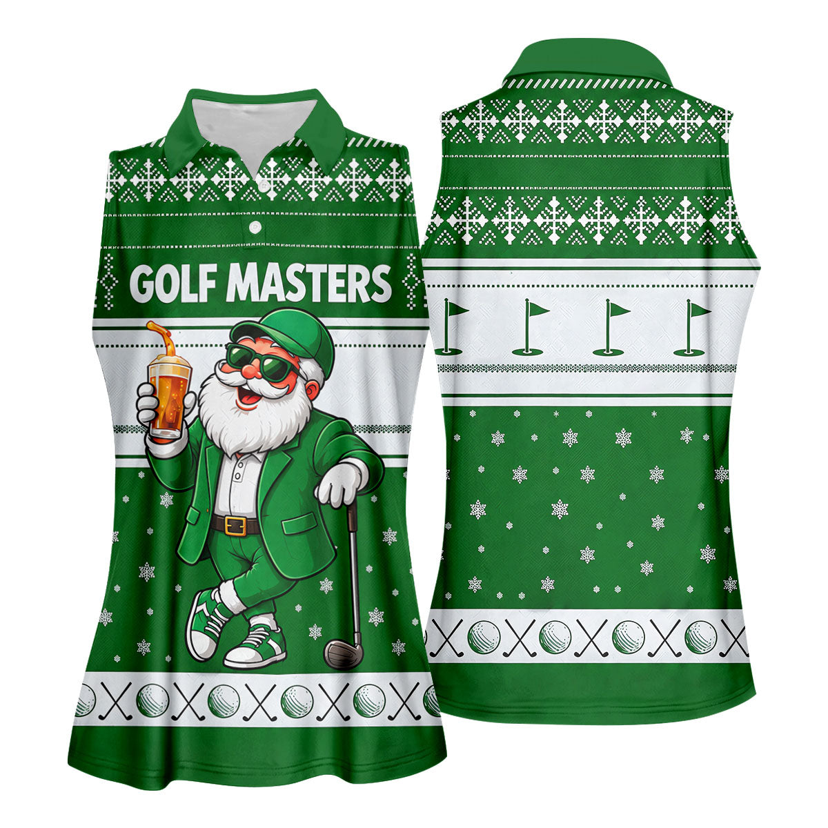 Green Jacket Santa Beer Christmas Golf Shirt, Golf Shirts For Women, Womens Golf Tops
