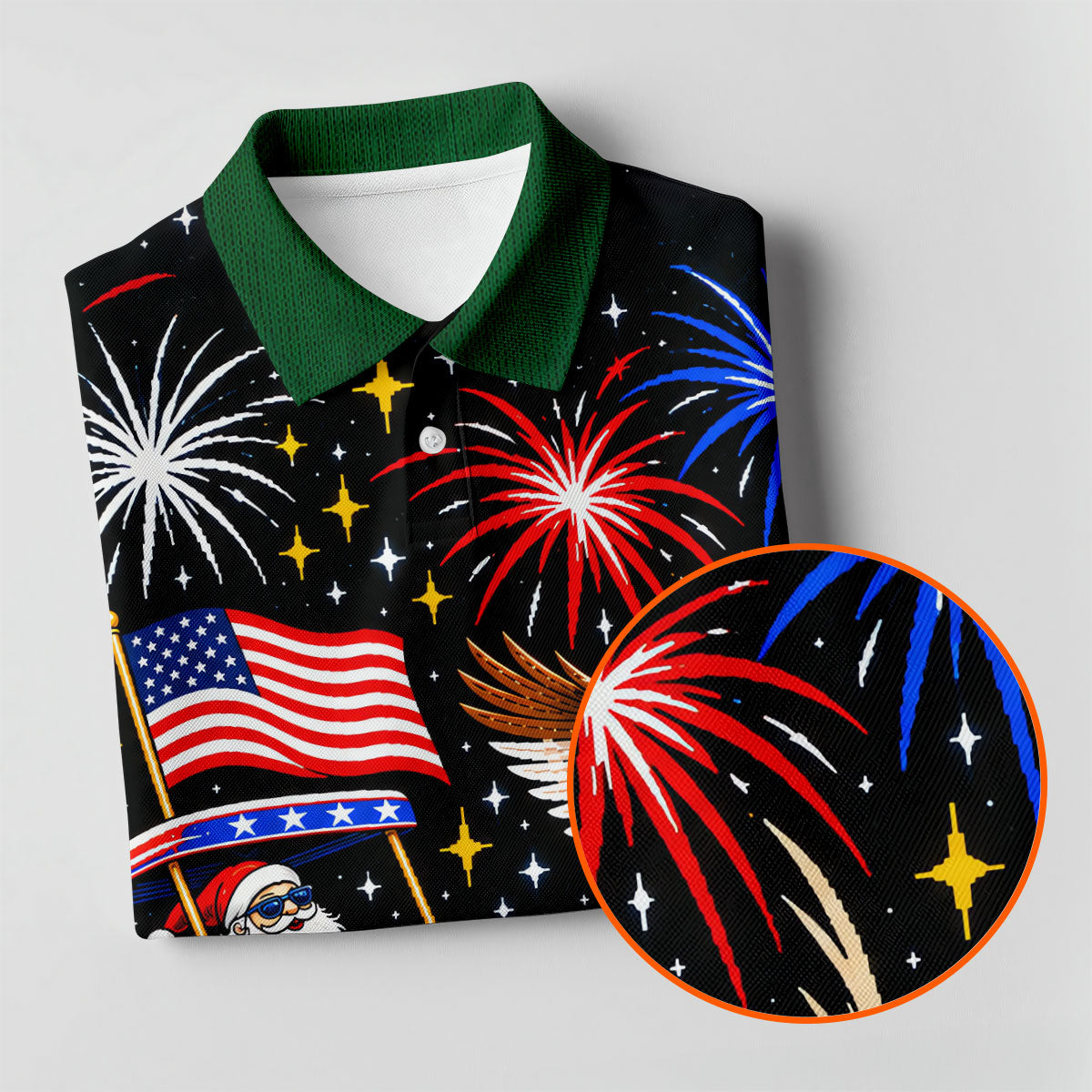 Eagle Santa Golf Cart Christmas Golf Shirt, Golf Polo For Men, Funny Mens Golf Shirts