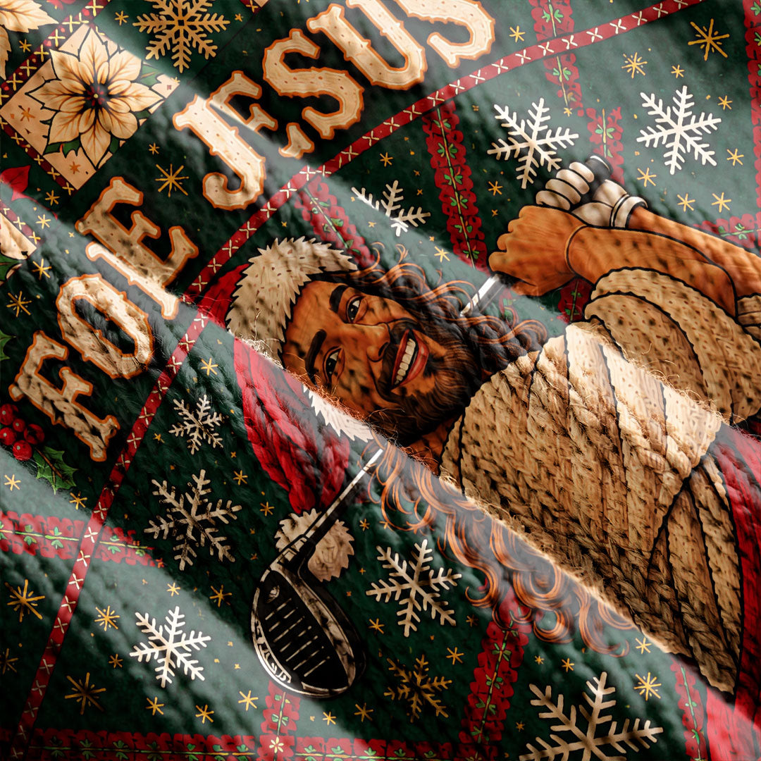 Fore Jesus Santa Hat Ugly Christmas Sweater, Christmas Sweater Gift, Golf Lover Gifts