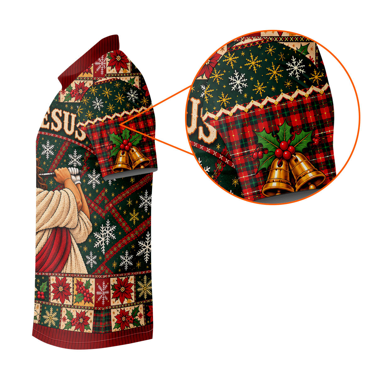 Fore Jesus Santa Hat Christmas Golf Shirt, Mens Golf Shirts, Mens Holiday Golf Shirts