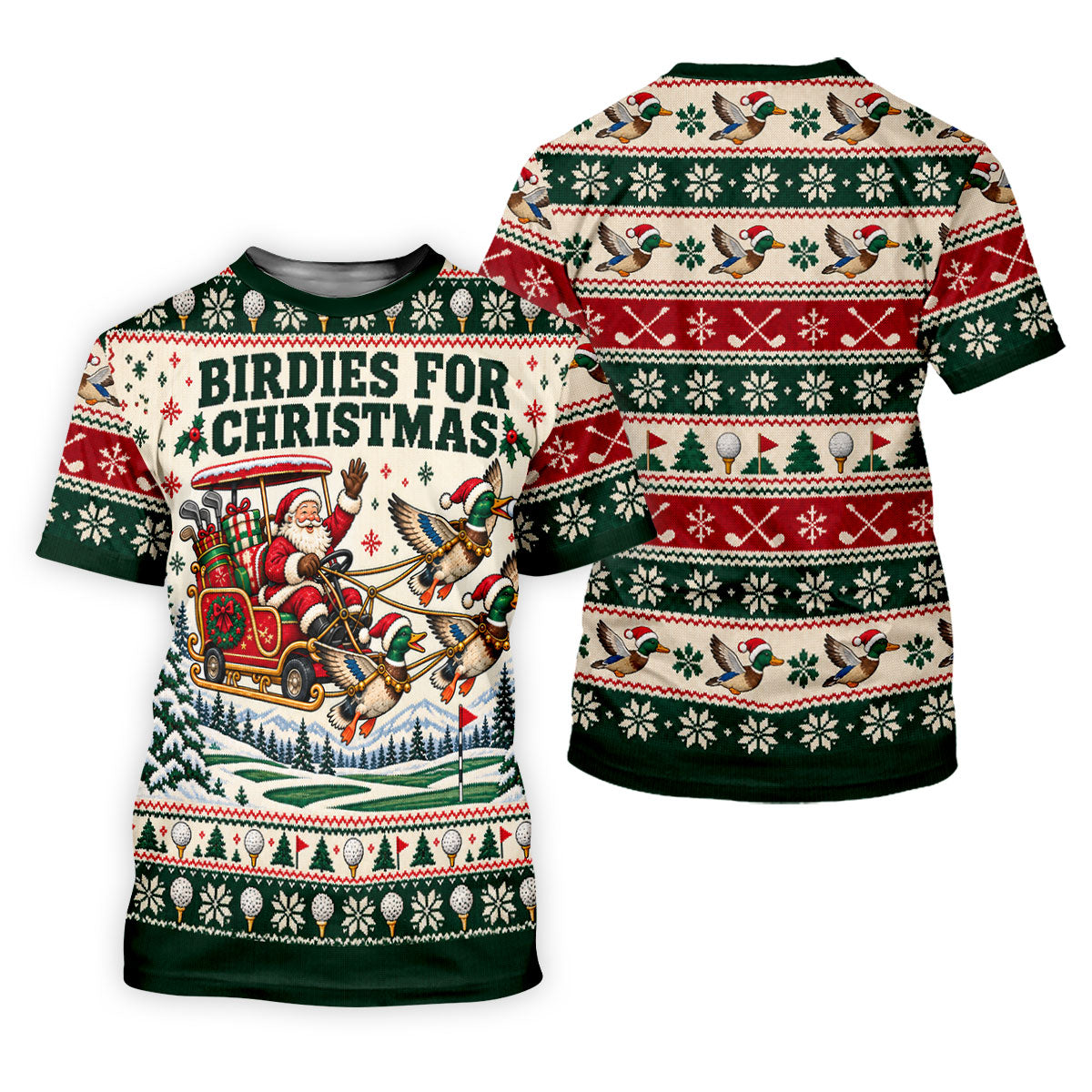 Birdies Santa Duck Sleigh Christmas Golf Shirt, Mens Golf Shirts, Mens Golf Apparel