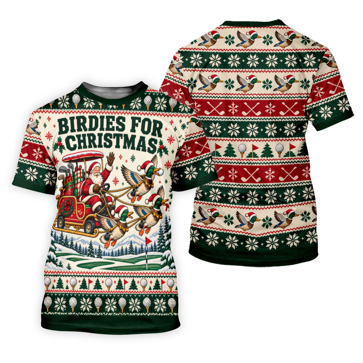 Birdies Santa Duck Sleigh Christmas Golf Shirt, Womens Golf Apparel, Ladies Golf Tops