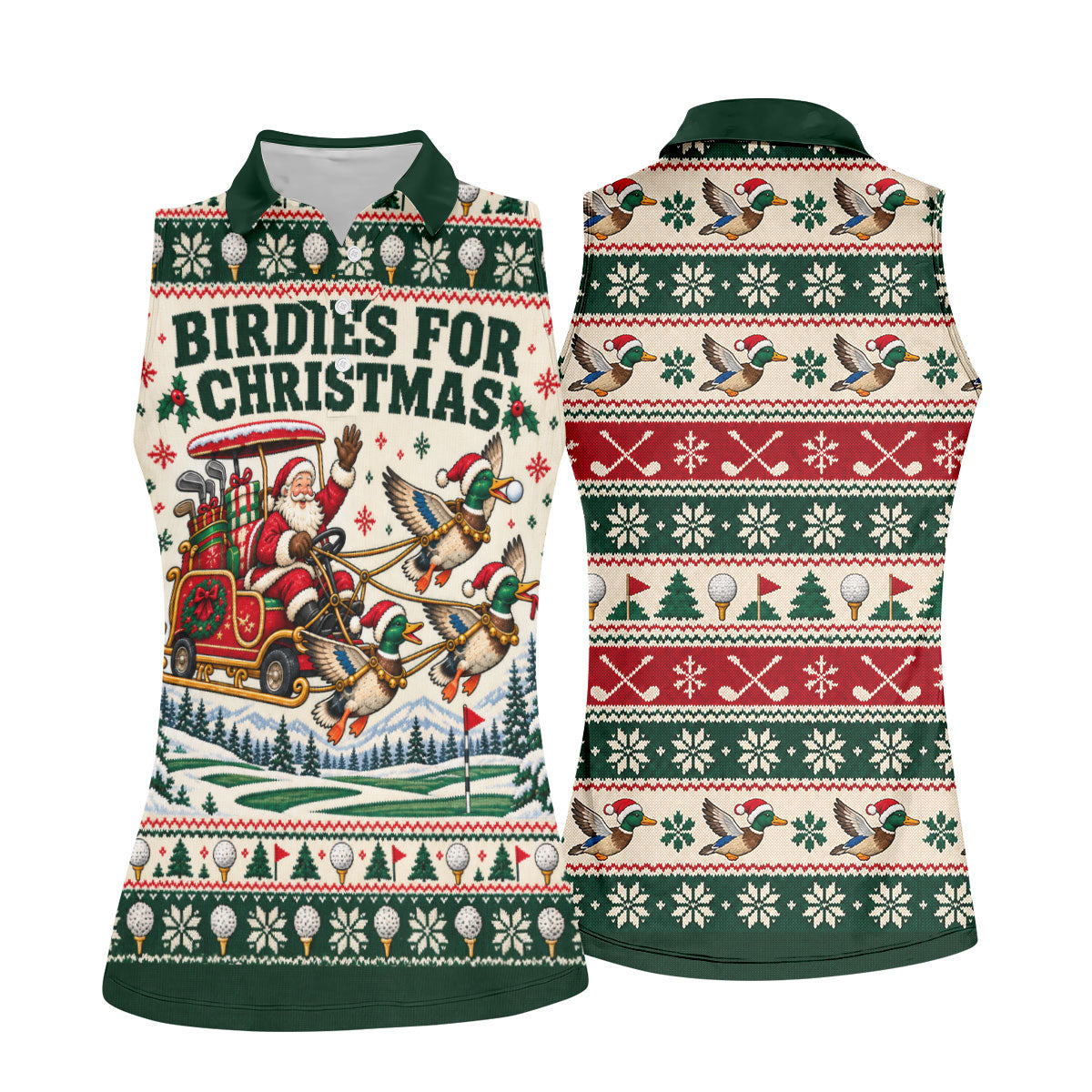 Birdies Santa Duck Sleigh Christmas Golf Shirt, Womens Golf Apparel, Ladies Golf Tops