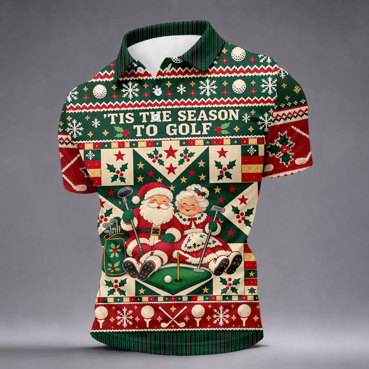 Tis The Season To Golf Christmas Golf Shirt, Funny Mens Golf Shirts, Mens Golf Polo