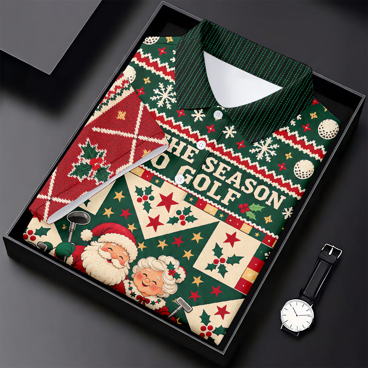 Tis The Season To Golf Christmas Golf Shirt, Funny Mens Golf Shirts, Mens Golf Polo
