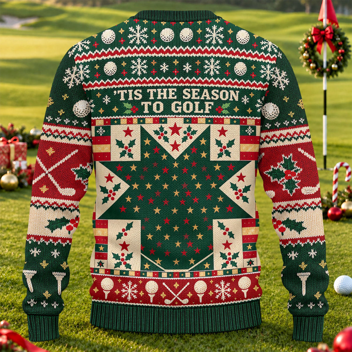 Tis The Season To Golf Ugly Christmas Sweater, Christmas Golf Gift, Golf Lover Gifts