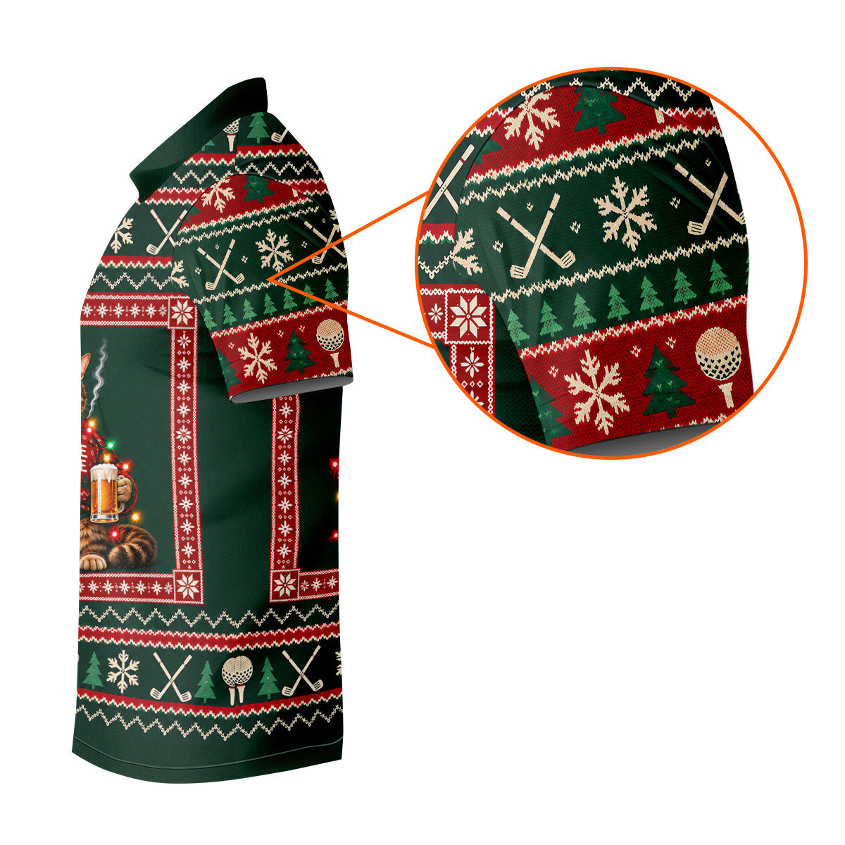 Festive As Fore Cat Beer Christmas Golf Shirt, Golf Gifts For Men, Mens Golf Clothing