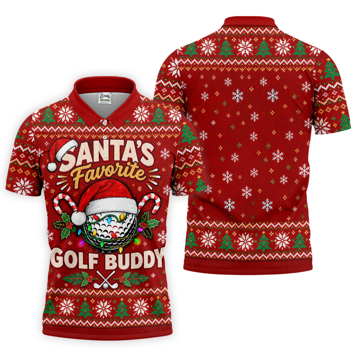 Santa's Favorite Buddy Christmas Golf Shirt, Mens Golf Clothing, Mens Golf Shirts