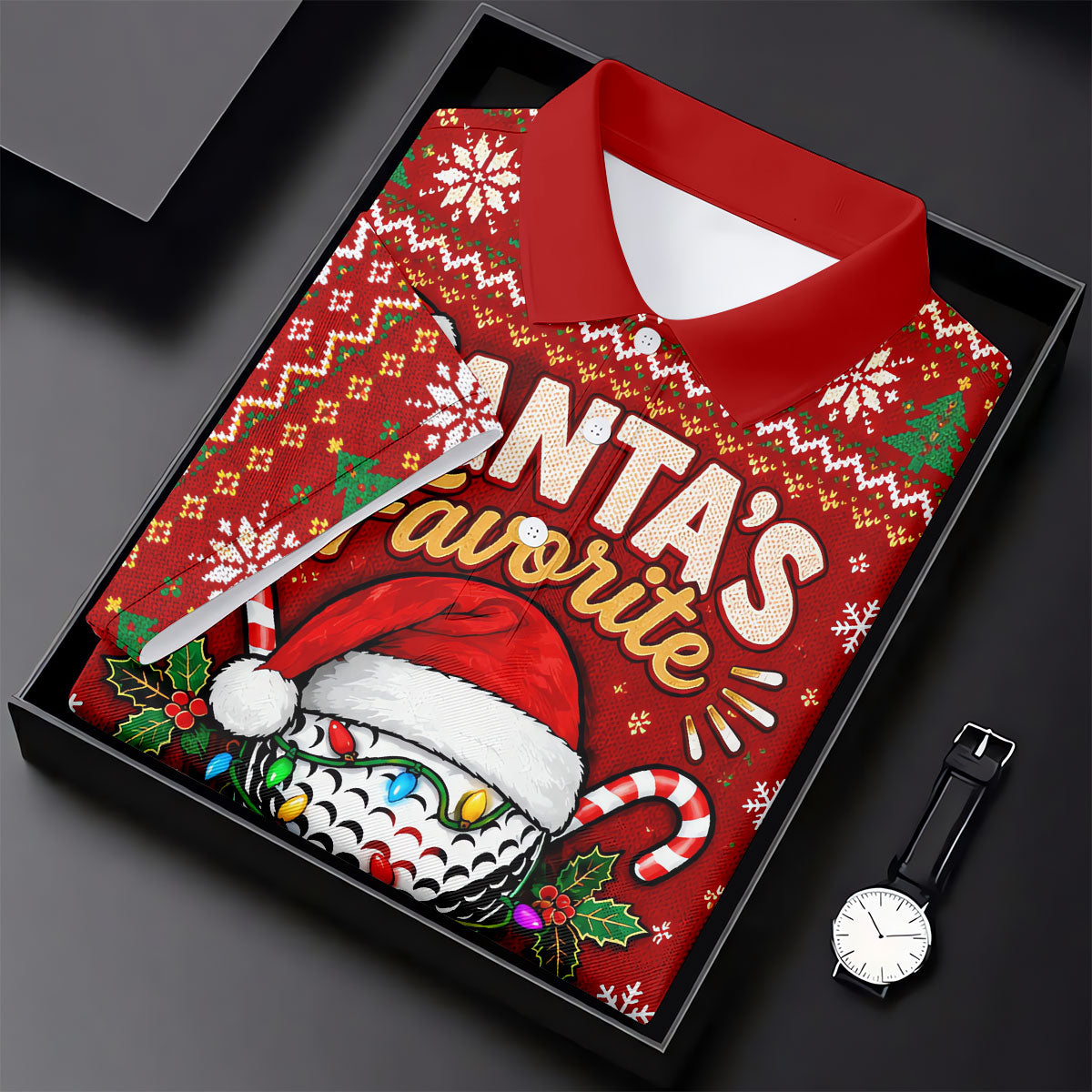 Santa's Favorite Buddy Christmas Golf Shirt, Mens Golf Clothing, Mens Golf Shirts