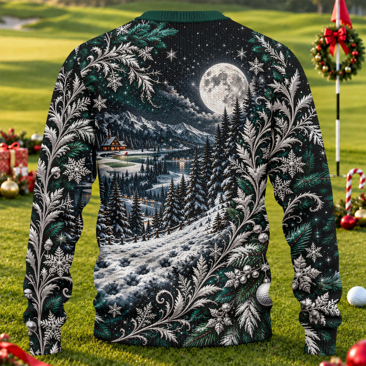 Moonlight Santa Reindeer Ugly Christmas Sweater, Christmas Gifts, Ugly Sweater Party
