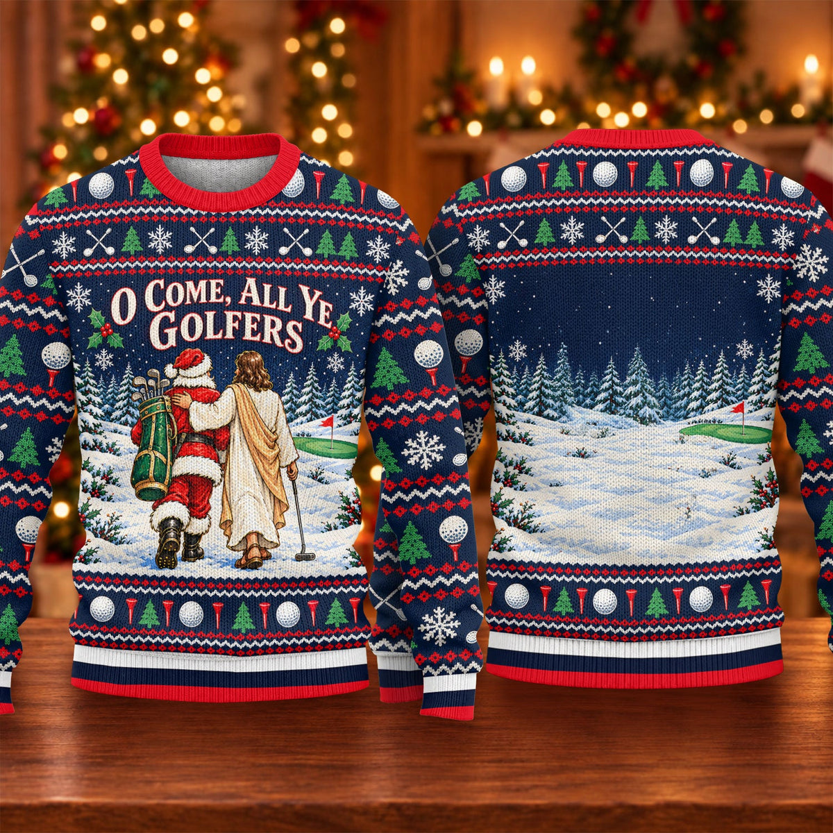 O Come All Ye Golfers Ugly Christmas Sweater, Funny Xmas Gift, Funny Christmas Outfit