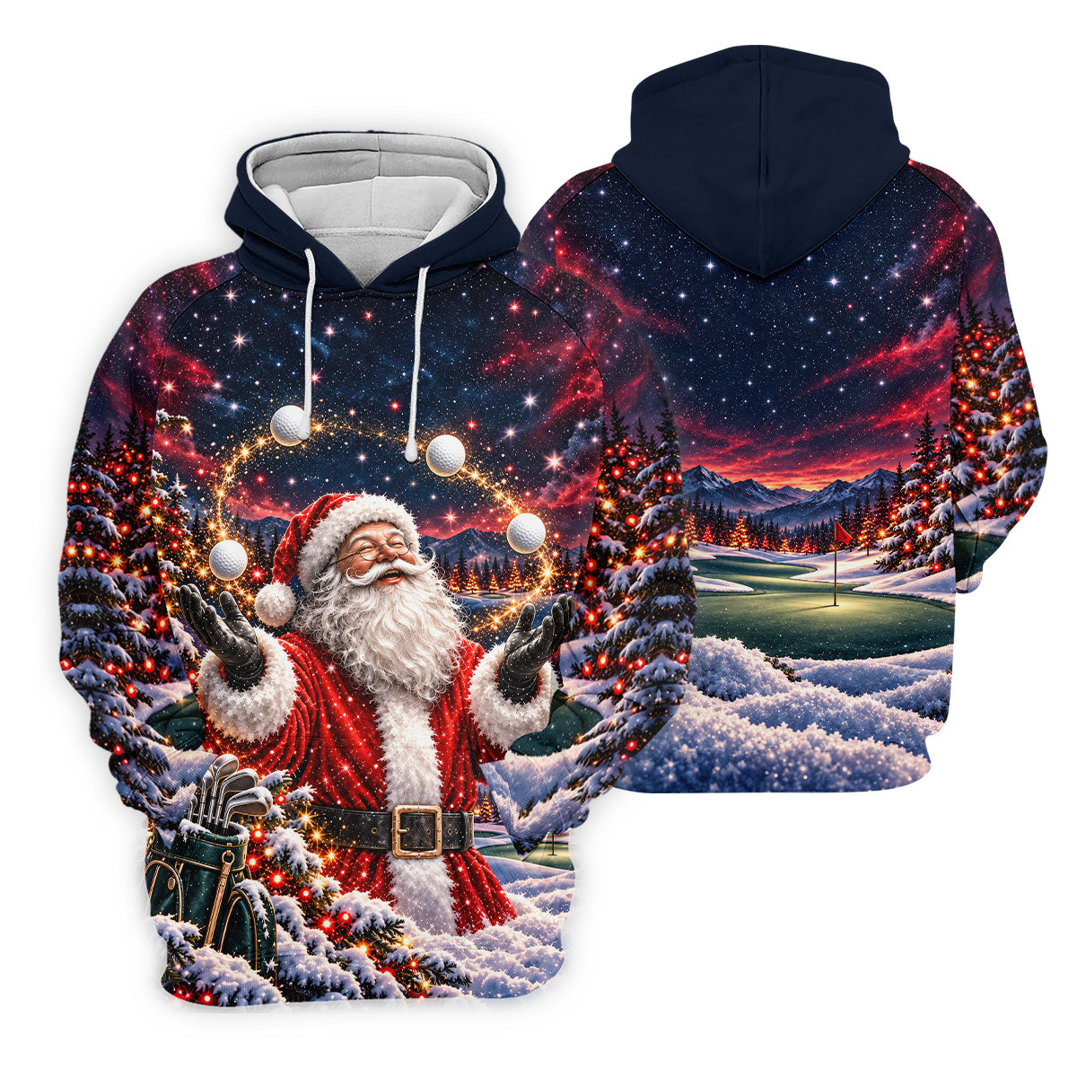 Santa Juggling Golf Balls Christmas Golf Shirt, Womens Golf Tops, Ladies Golf Shirts