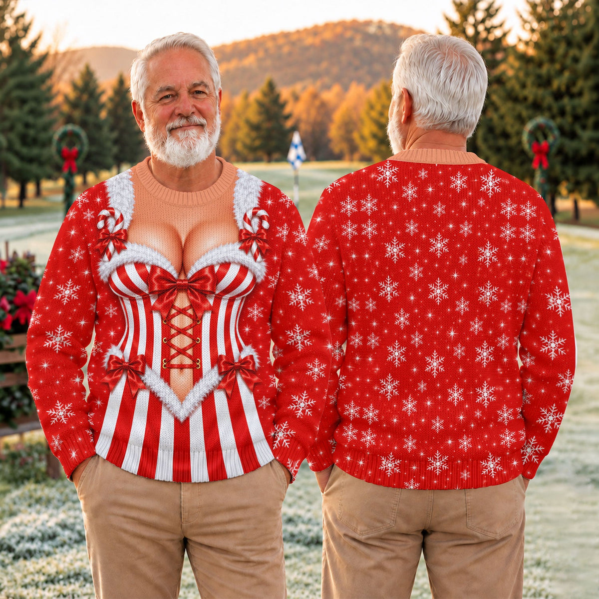 Candy Stripe Corset Ugly Christmas Sweater, Christmas Gifts, Funny Holiday Sweater