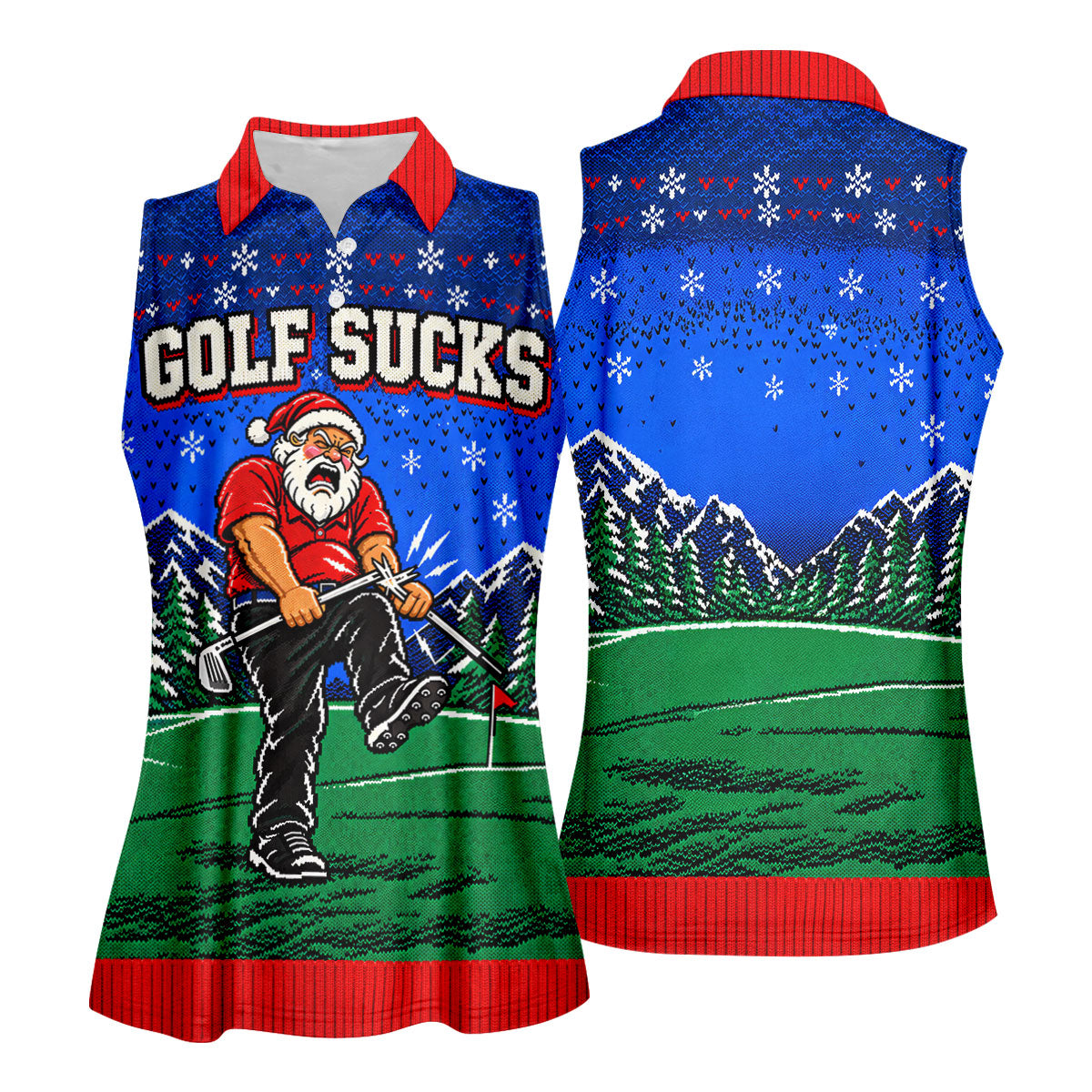 Golf Sucks Angry Santa Christmas Golf Shirt, Womens Golf Tops, Ladies Golf Shirts