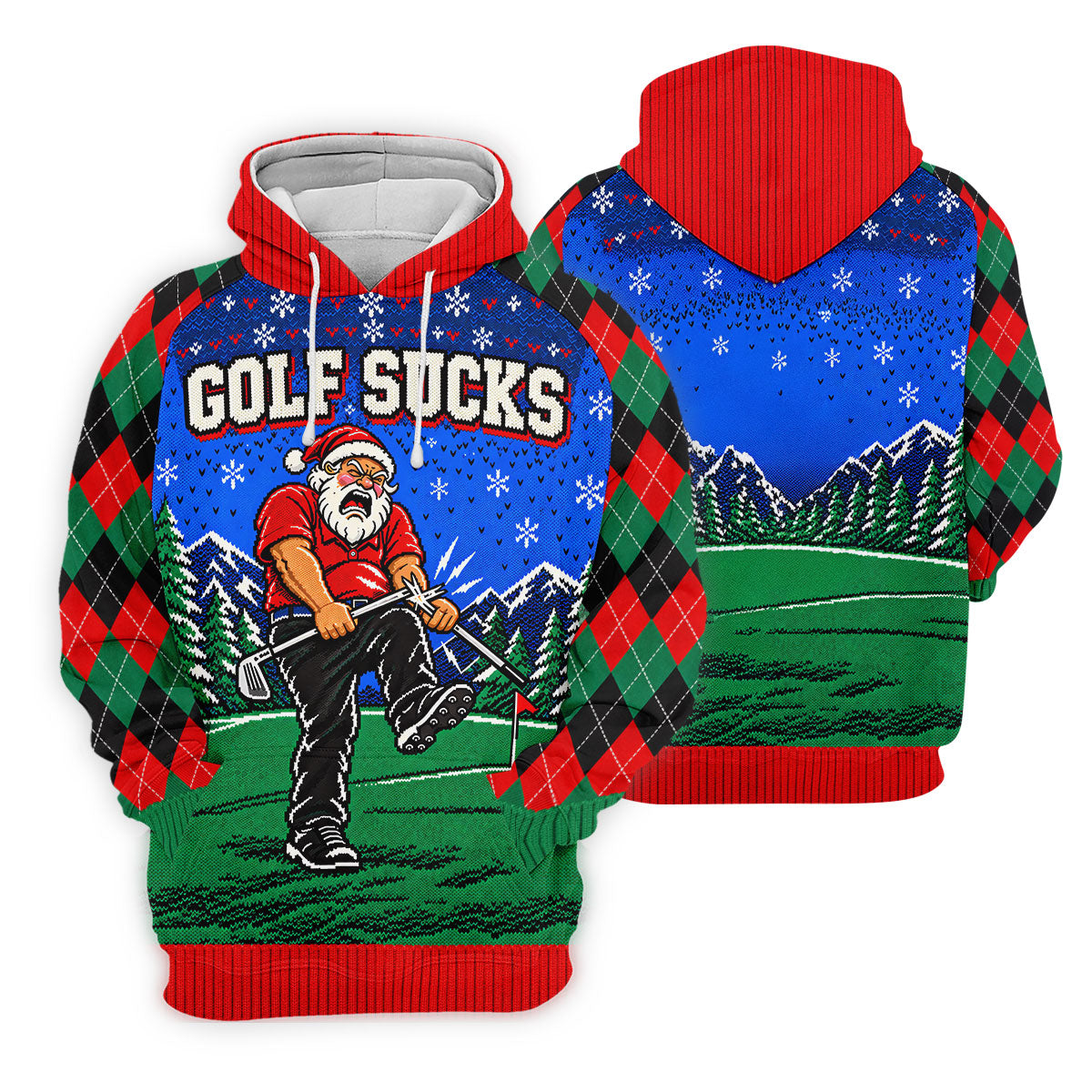 Golf Sucks Angry Santa Christmas Golf Shirt, Mens Golf Polo, Golf Shirts For Men