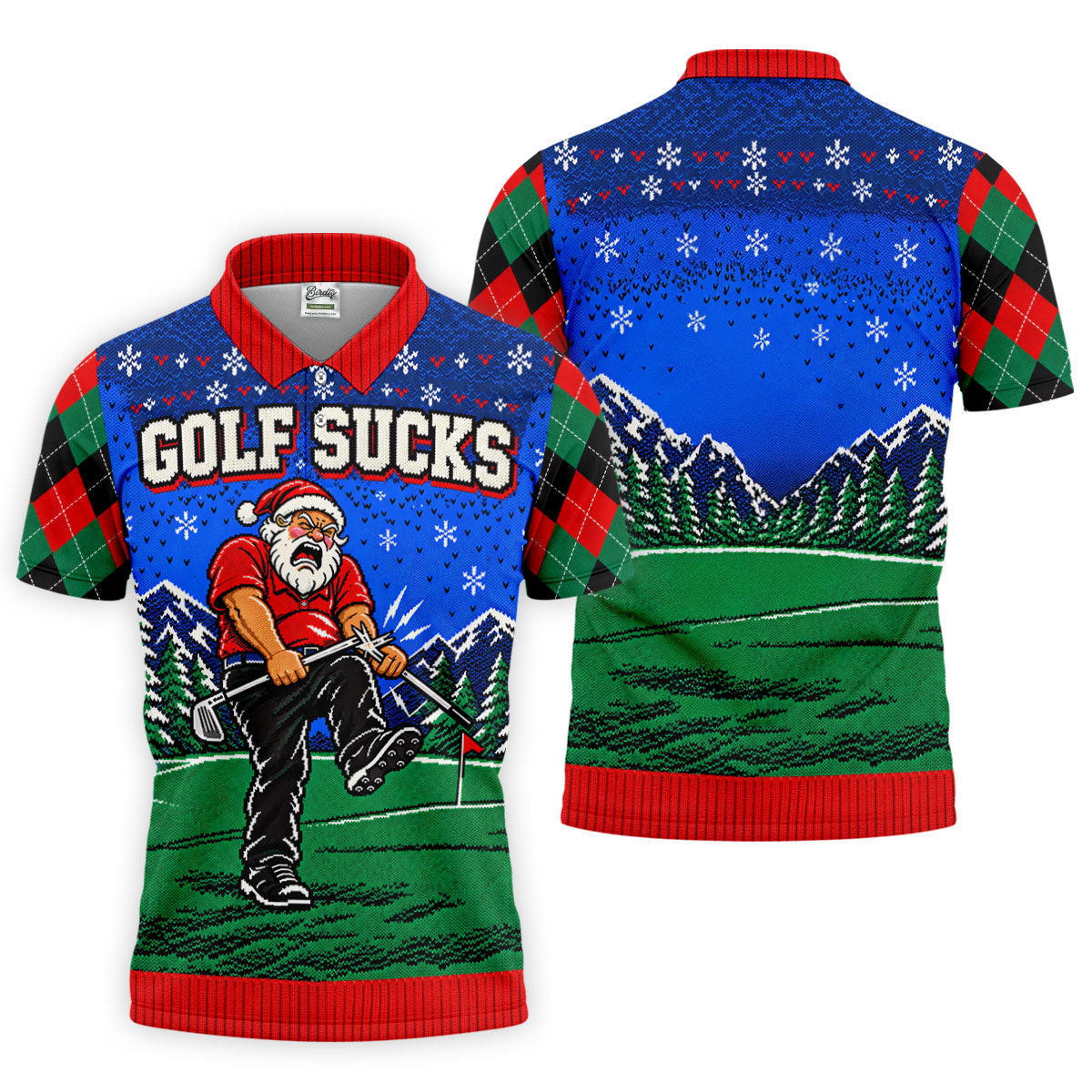 Golf Sucks Angry Santa Christmas Golf Shirt, Mens Golf Polo, Golf Shirts For Men