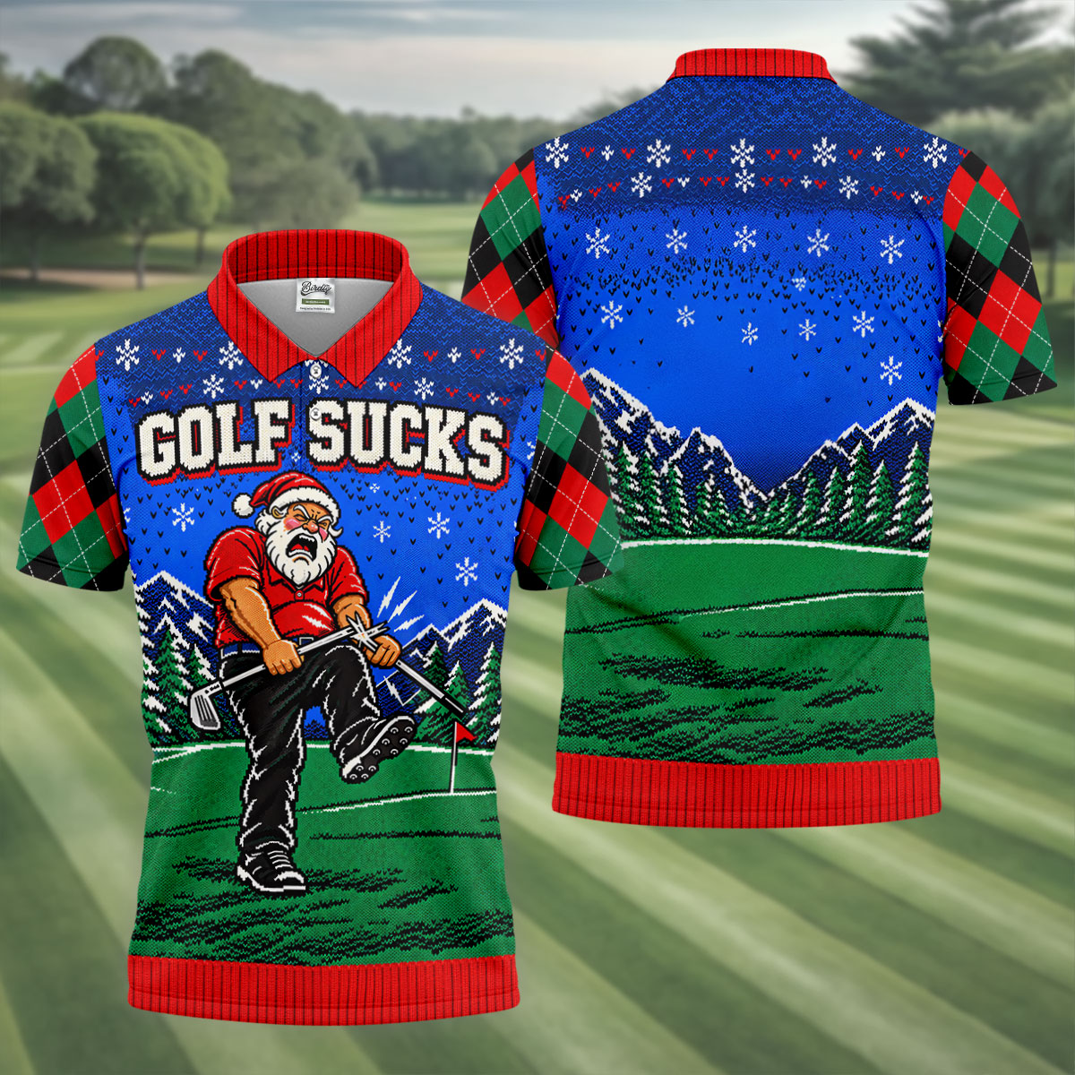 Golf Sucks Angry Santa Christmas Golf Shirt, Mens Golf Polo, Golf Shirts For Men