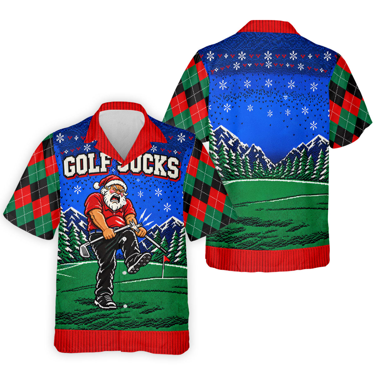 Golf Sucks Angry Santa Christmas Golf Shirt, Mens Golf Polo, Golf Shirts For Men