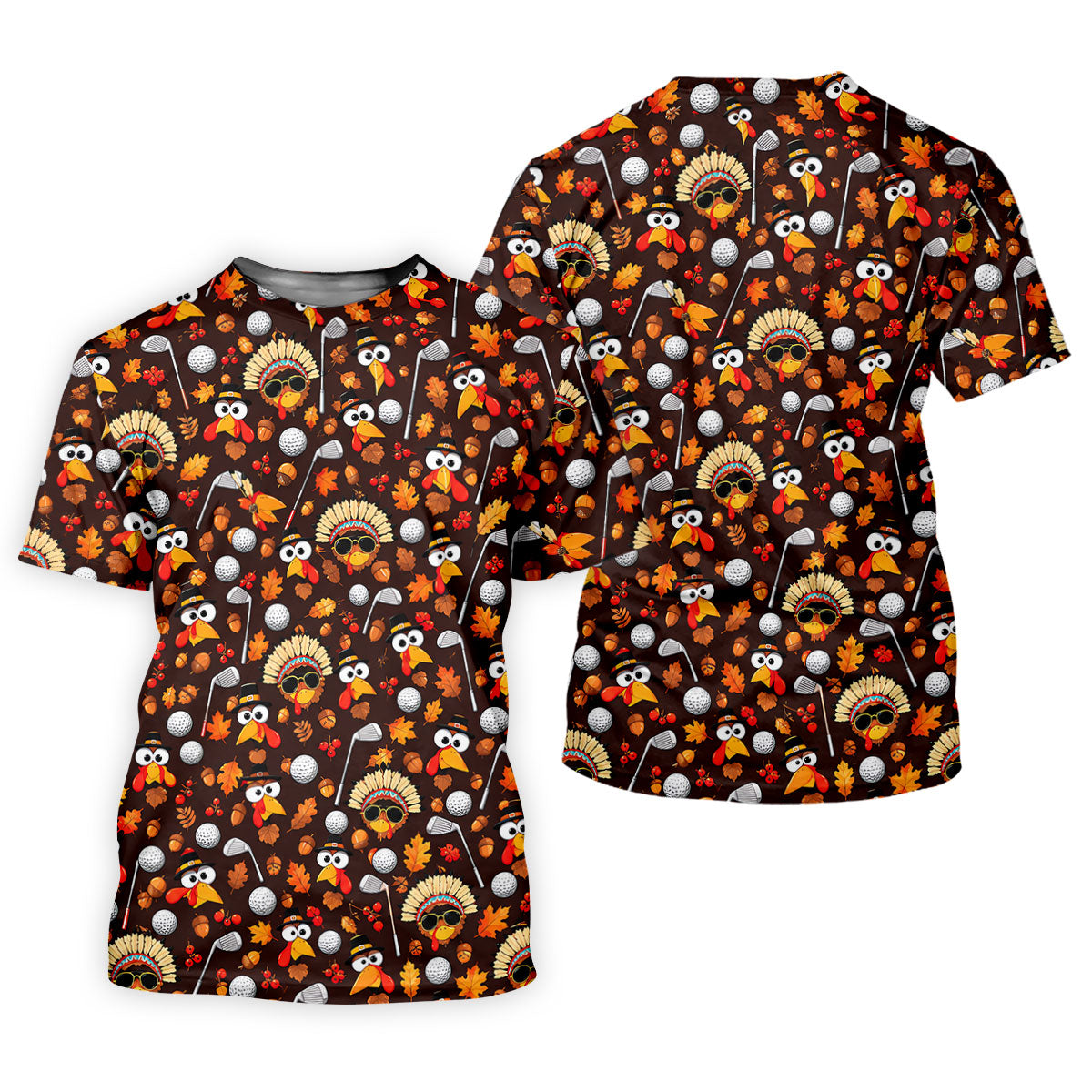 Golf Turkey Pattern Thanksgiving Golf Shirt, Mens Golf Polo, Golf Shirts For Men