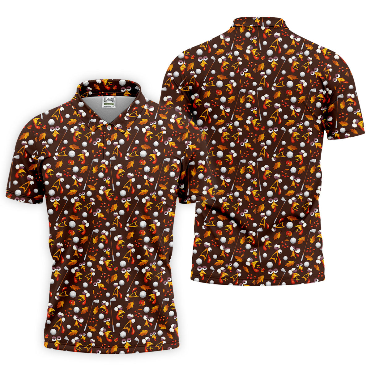 Golf Balls Turkey Fall Thanksgiving Golf Shirt, Mens Golf Shirts, Mens Golf Apparel