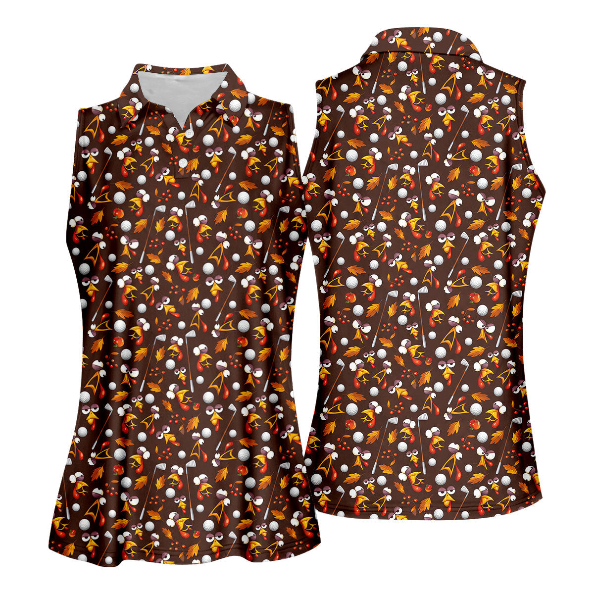 Golf Balls Turkey Fall Thanksgiving Golf Shirt, Womens Golf Apparel, Ladies Golf Tops