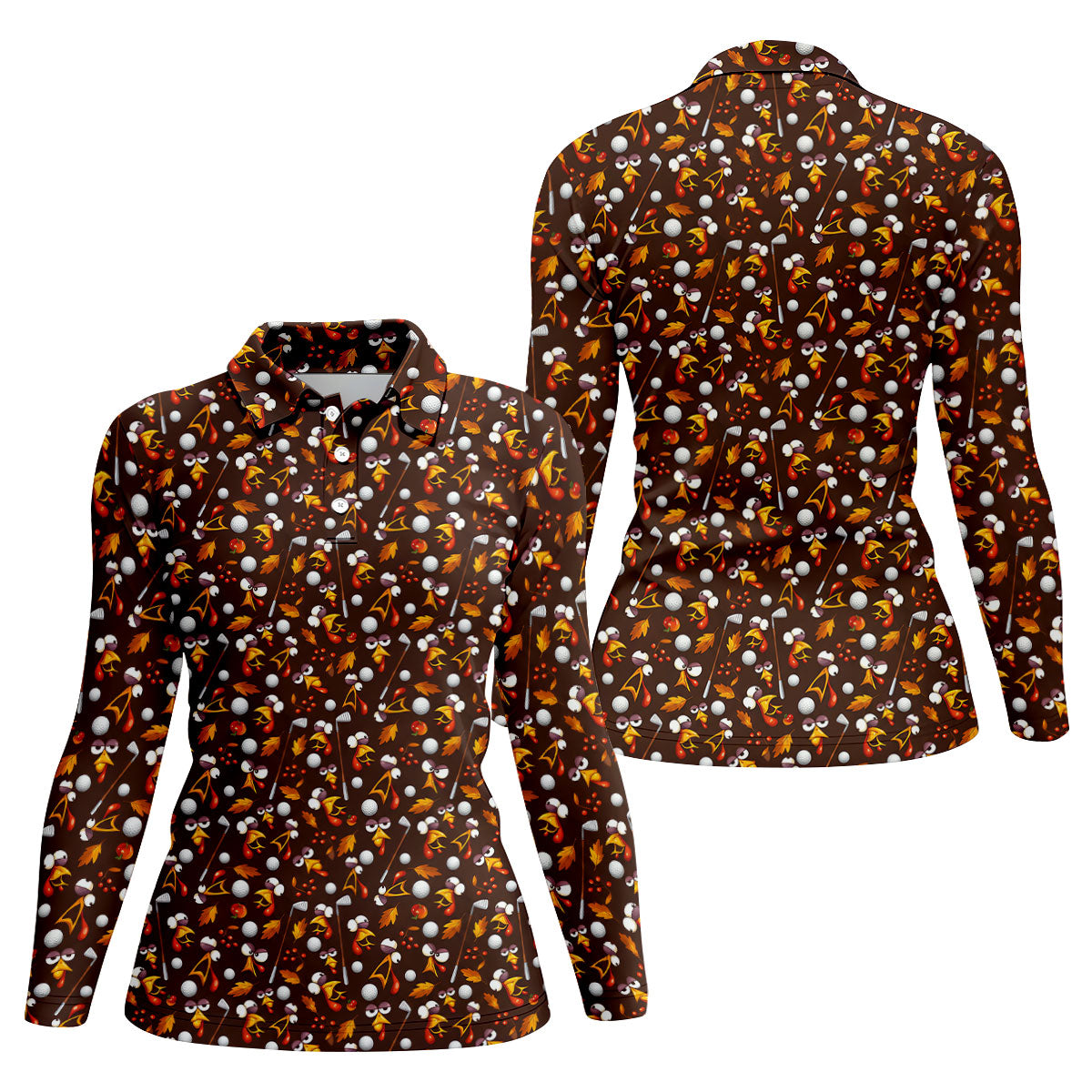 Golf Balls Turkey Fall Thanksgiving Golf Shirt, Womens Golf Apparel, Ladies Golf Tops