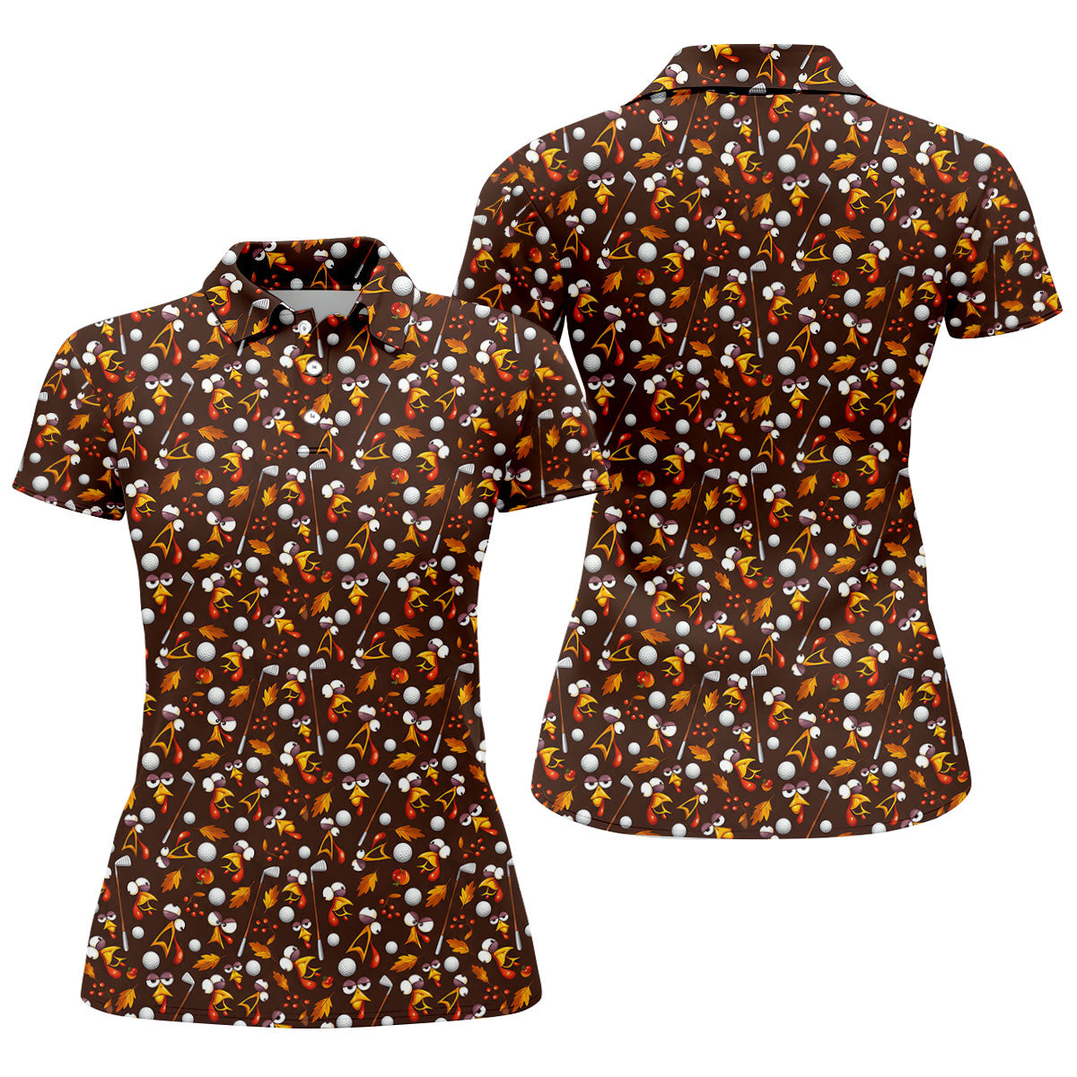 Golf Balls Turkey Fall Thanksgiving Golf Shirt, Womens Golf Apparel, Ladies Golf Tops