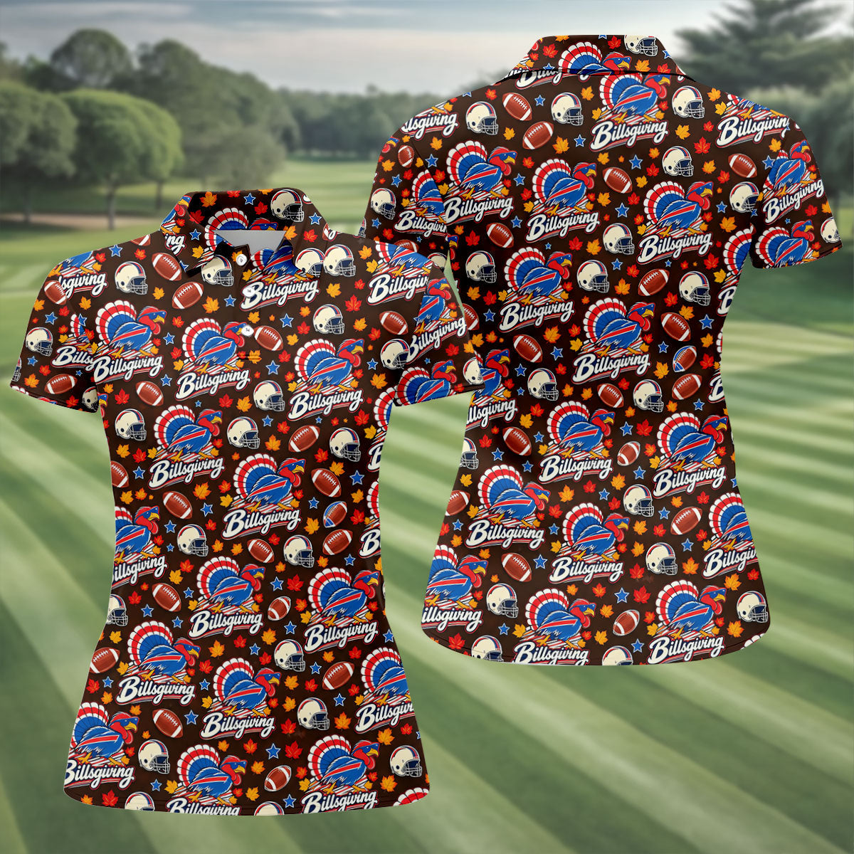 Helmet Football Fall Thanksgiving Golf Shirt, Ladies Golf Apparel, Womens Golf Shirts