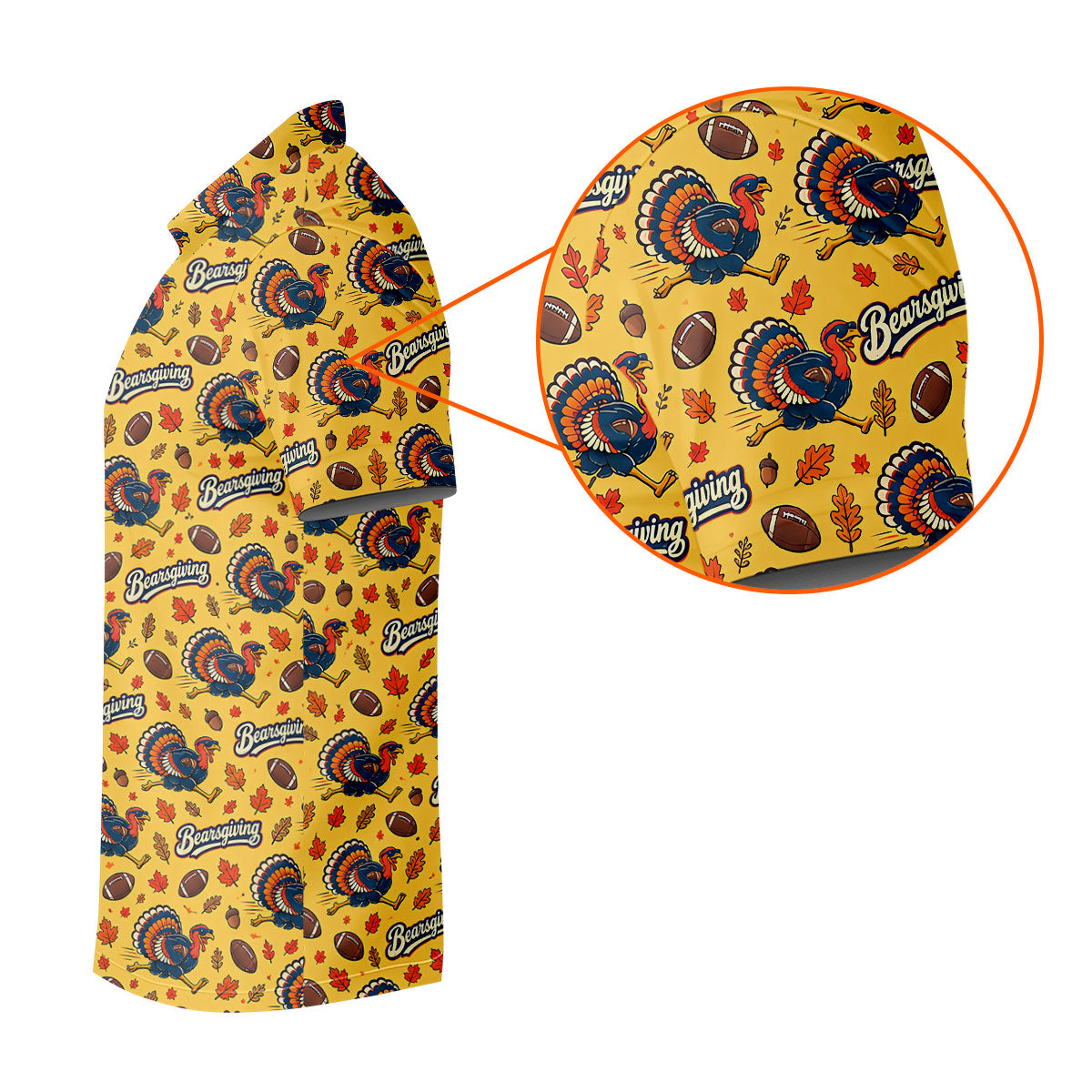Yellow Turkey Leaves Thanksgiving Golf Shirt, Funny Mens Golf Shirts, Mens Golf Polo